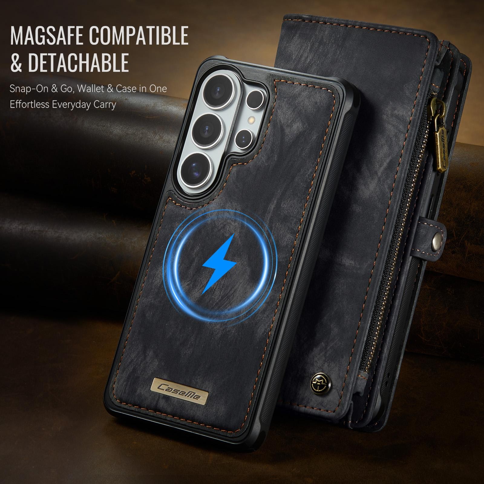 CaseMe 008 Samsung Galaxy S26 Ultra 5G Θήκη Πορτοφόλι με Αποσπώμενη Θήκη Σιλικόνης - Black