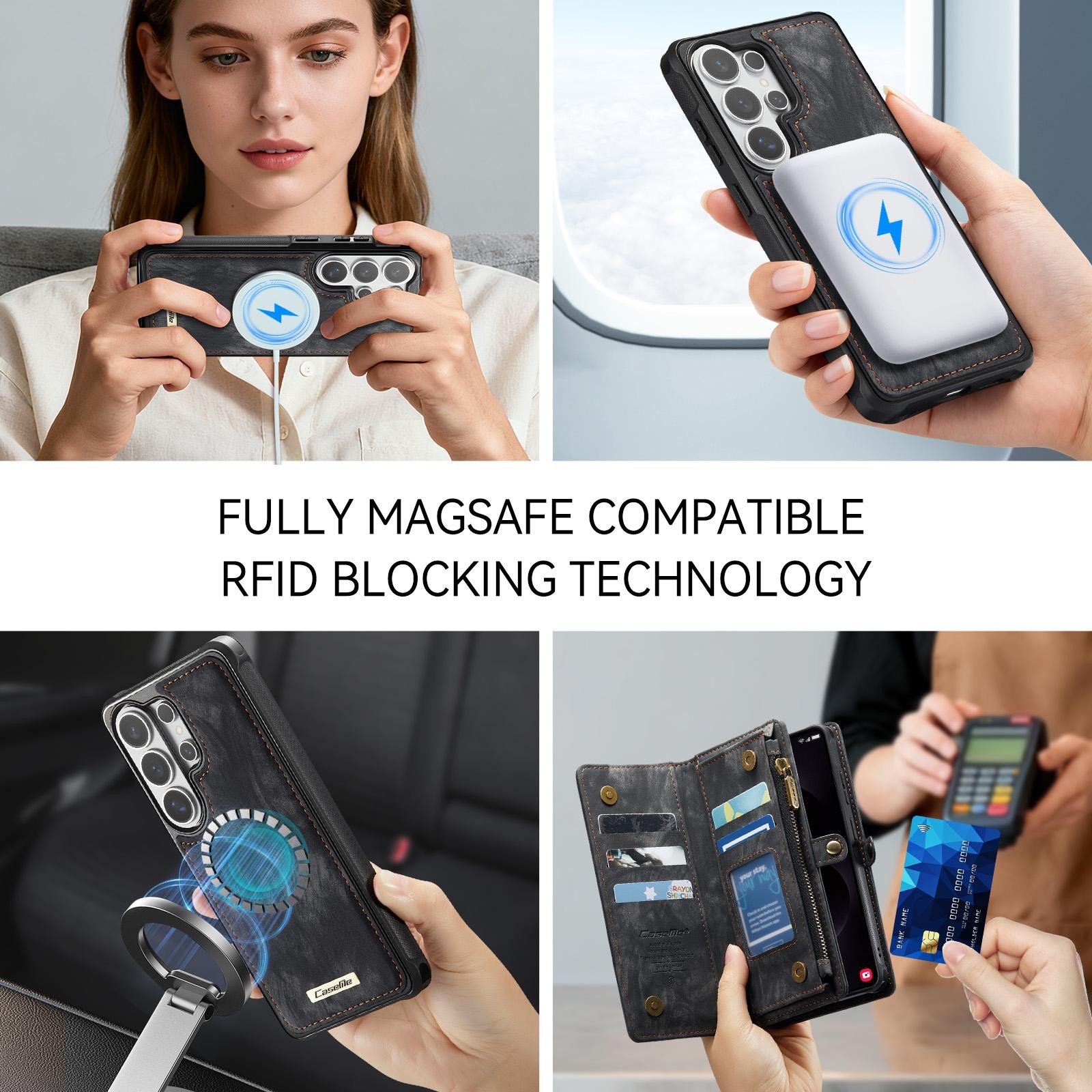 CaseMe 008 Samsung Galaxy S26 Ultra 5G Θήκη Πορτοφόλι με Αποσπώμενη Θήκη Σιλικόνης - Black