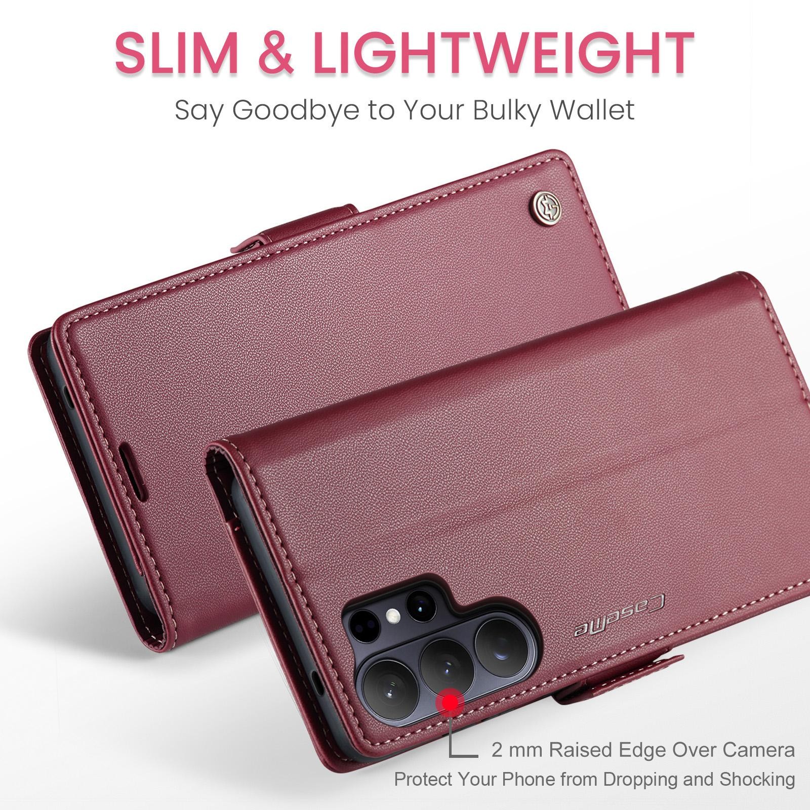 CaseMe 023 Samsung Galaxy S26 Ultra 5G RFID Θήκη Πορτοφόλι Δερμάτινη-Red