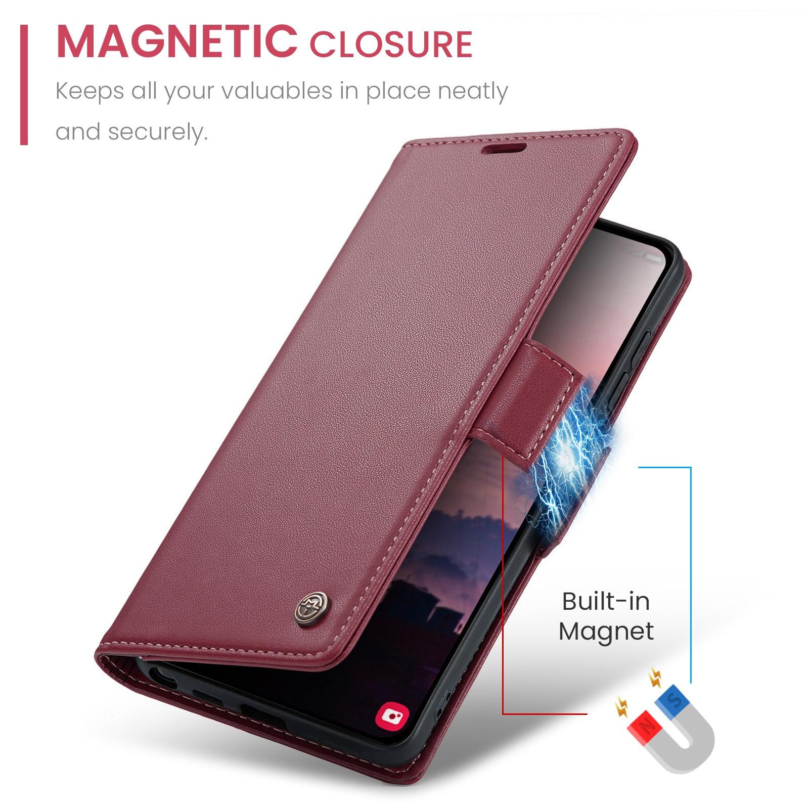 CaseMe 023 Samsung Galaxy S26 Ultra 5G RFID Θήκη Πορτοφόλι Δερμάτινη-Red