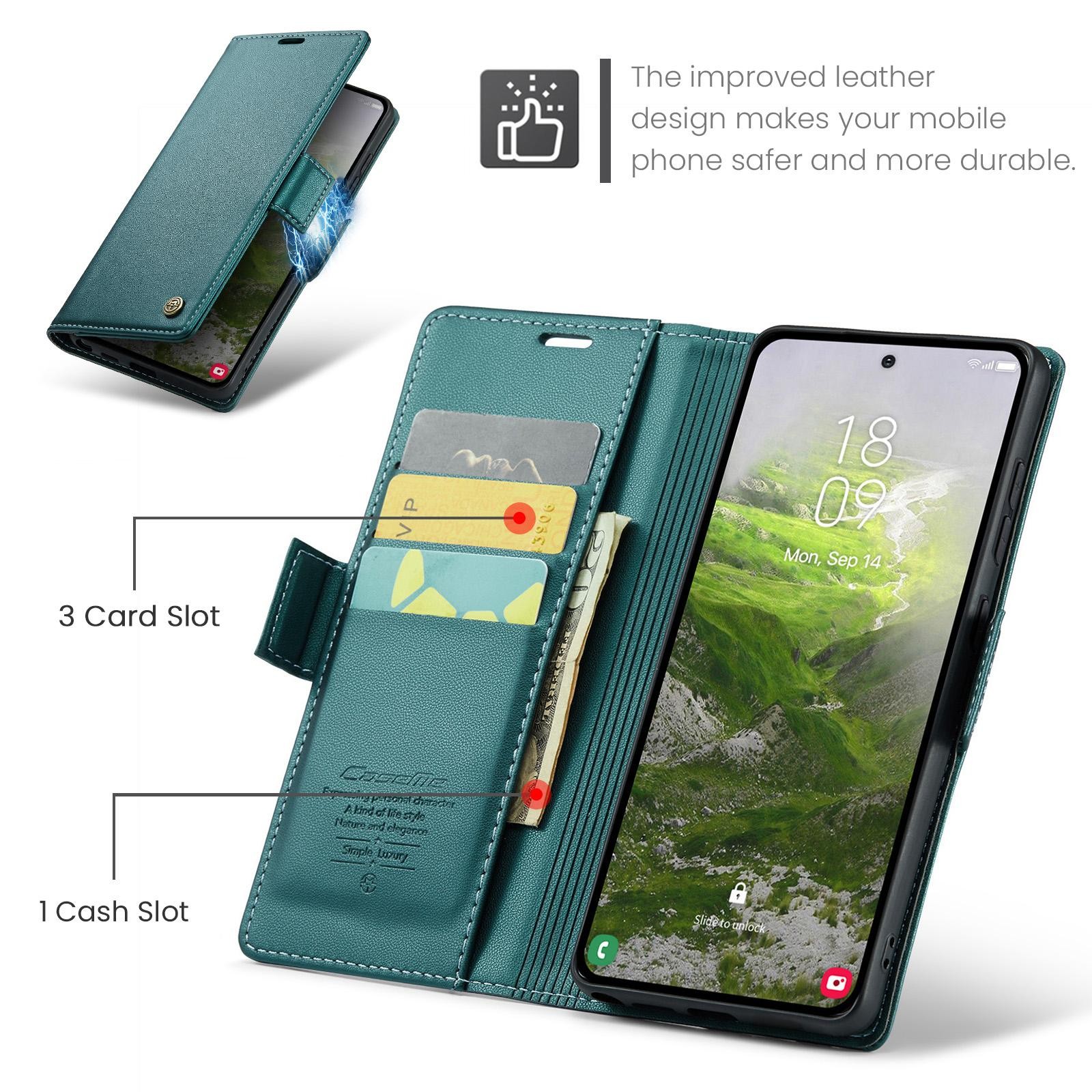 CaseMe 023 Samsung Galaxy S26 Ultra 5G RFID Θήκη Πορτοφόλι Δερμάτινη-Green
