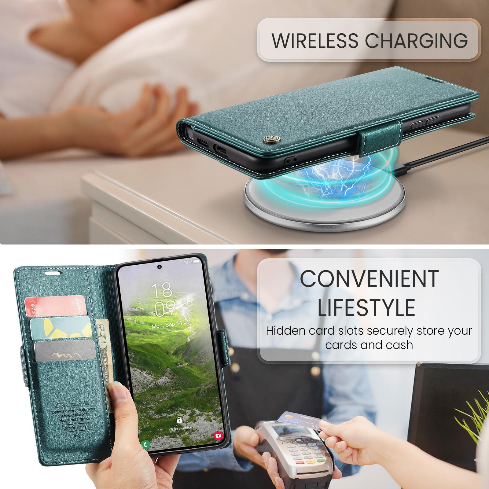 CaseMe 023 Samsung Galaxy S26 Ultra 5G RFID Θήκη Πορτοφόλι Δερμάτινη-Green