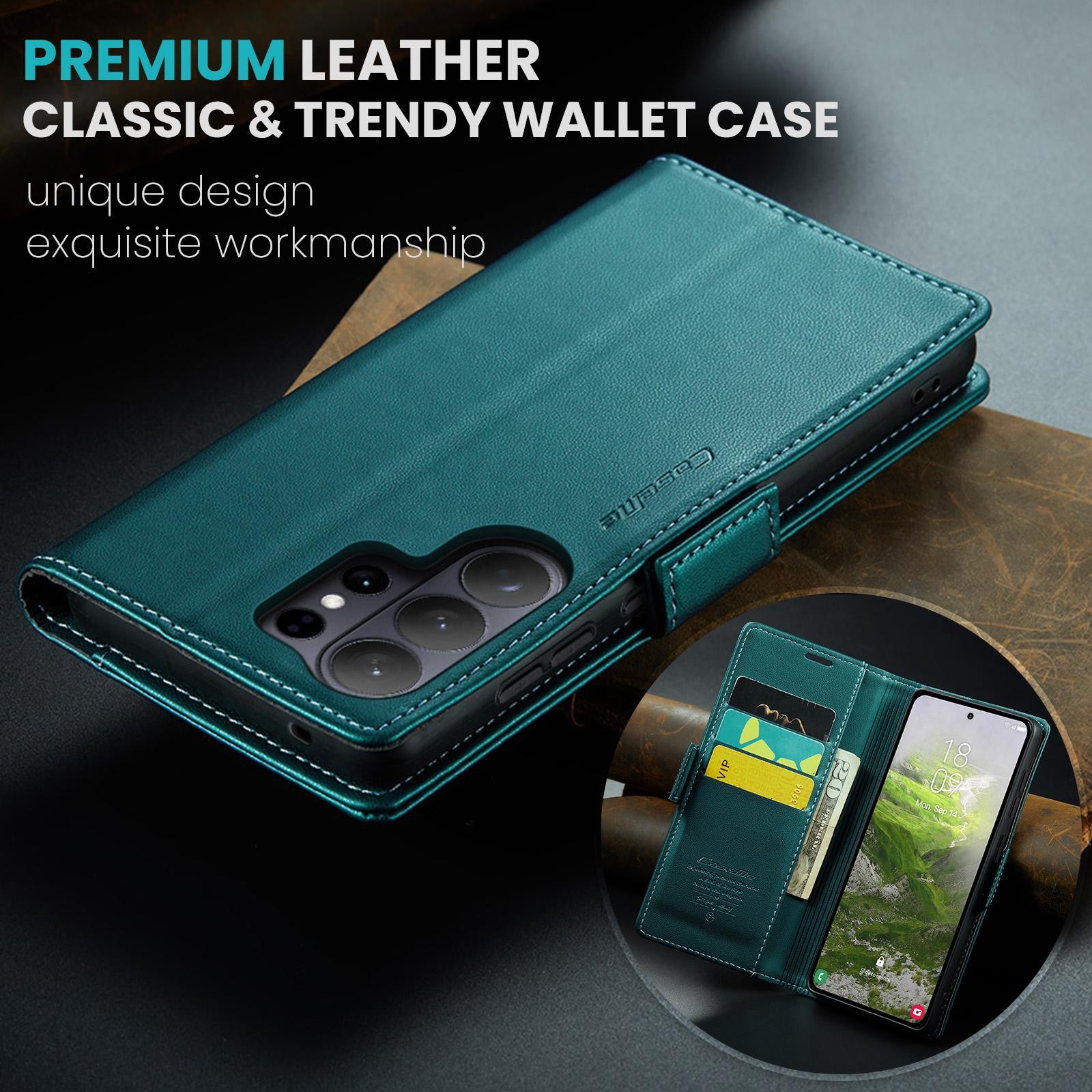 CaseMe 023 Samsung Galaxy S26 Ultra 5G RFID Θήκη Πορτοφόλι Δερμάτινη-Green
