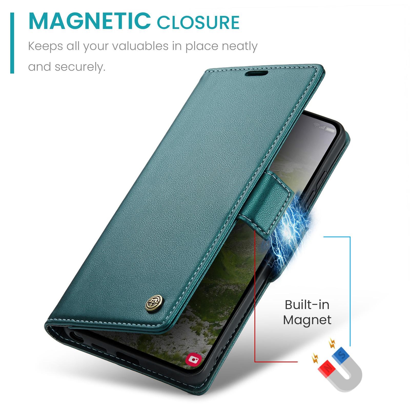CaseMe 023 Samsung Galaxy S26 Ultra 5G RFID Θήκη Πορτοφόλι Δερμάτινη-Green