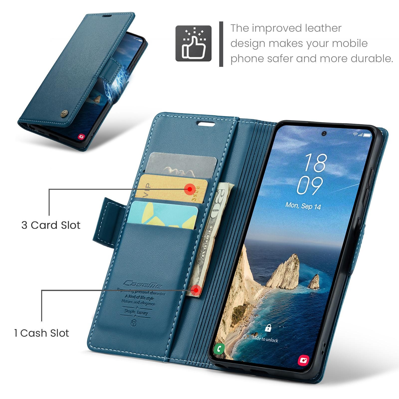 CaseMe 023 Samsung Galaxy S26 Ultra 5G RFID Θήκη Πορτοφόλι Δερμάτινη-Blue