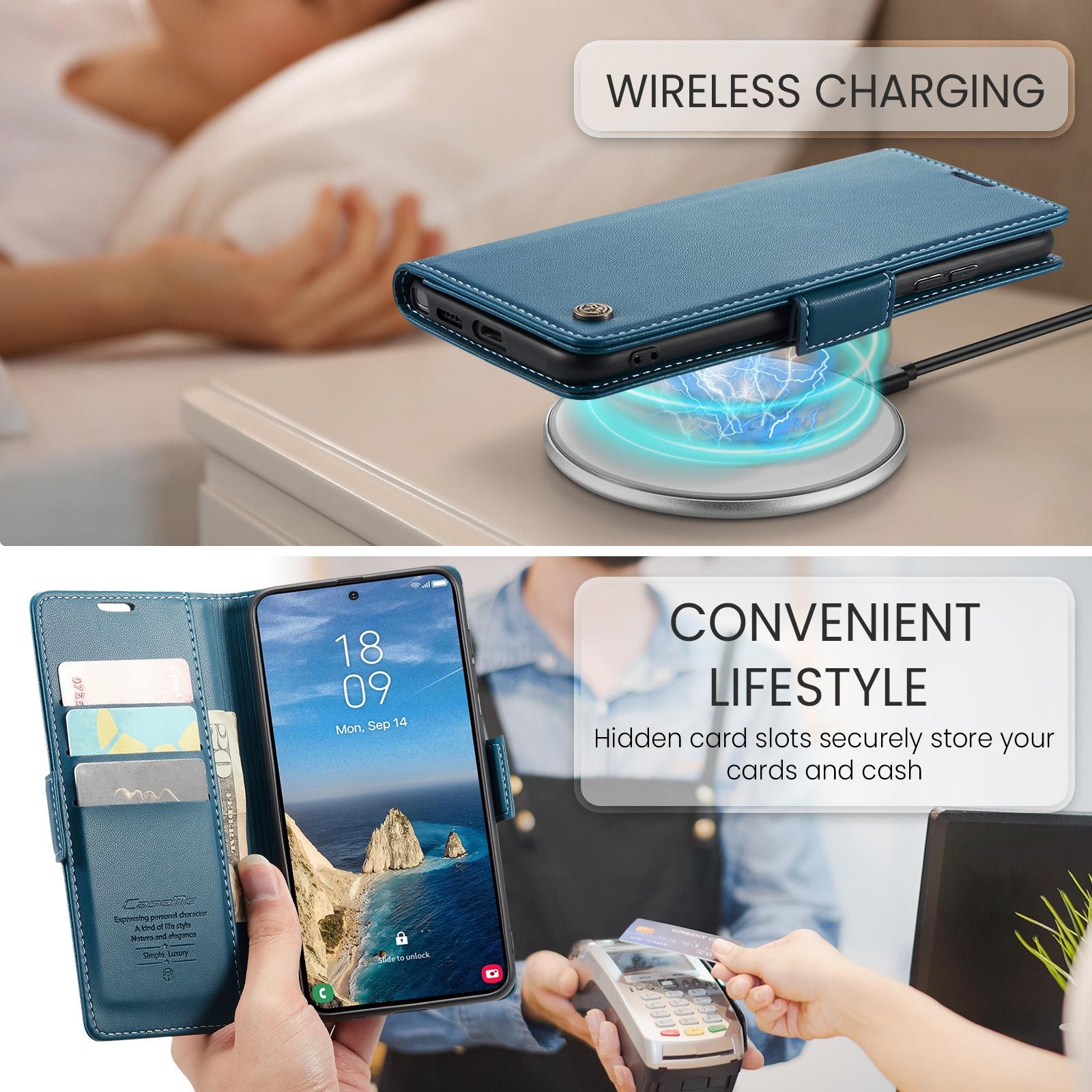 CaseMe 023 Samsung Galaxy S26 Ultra 5G RFID Θήκη Πορτοφόλι Δερμάτινη-Blue