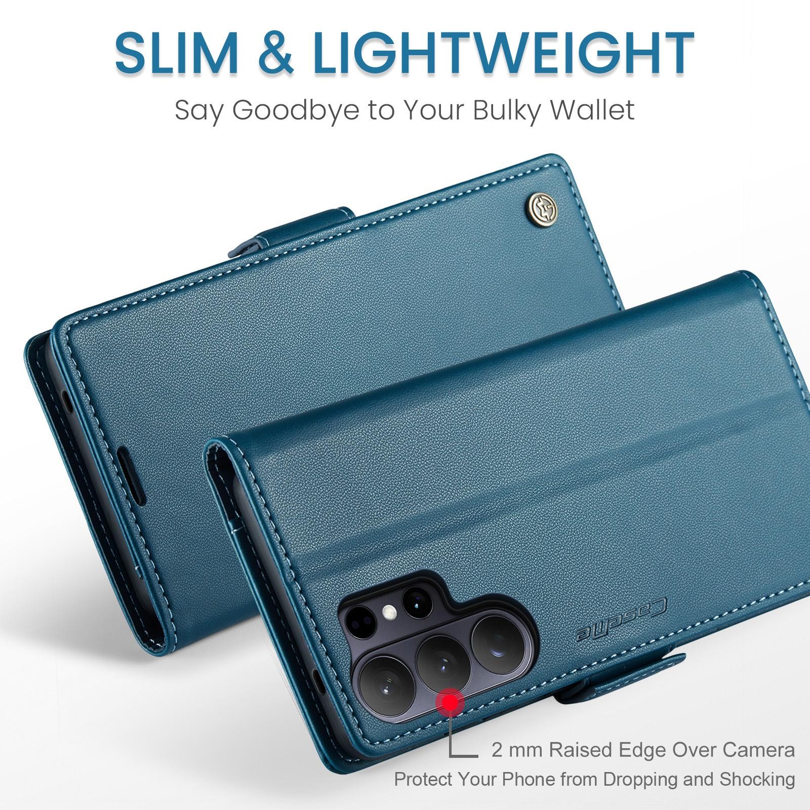 CaseMe 023 Samsung Galaxy S26 Ultra 5G RFID Θήκη Πορτοφόλι Δερμάτινη-Blue