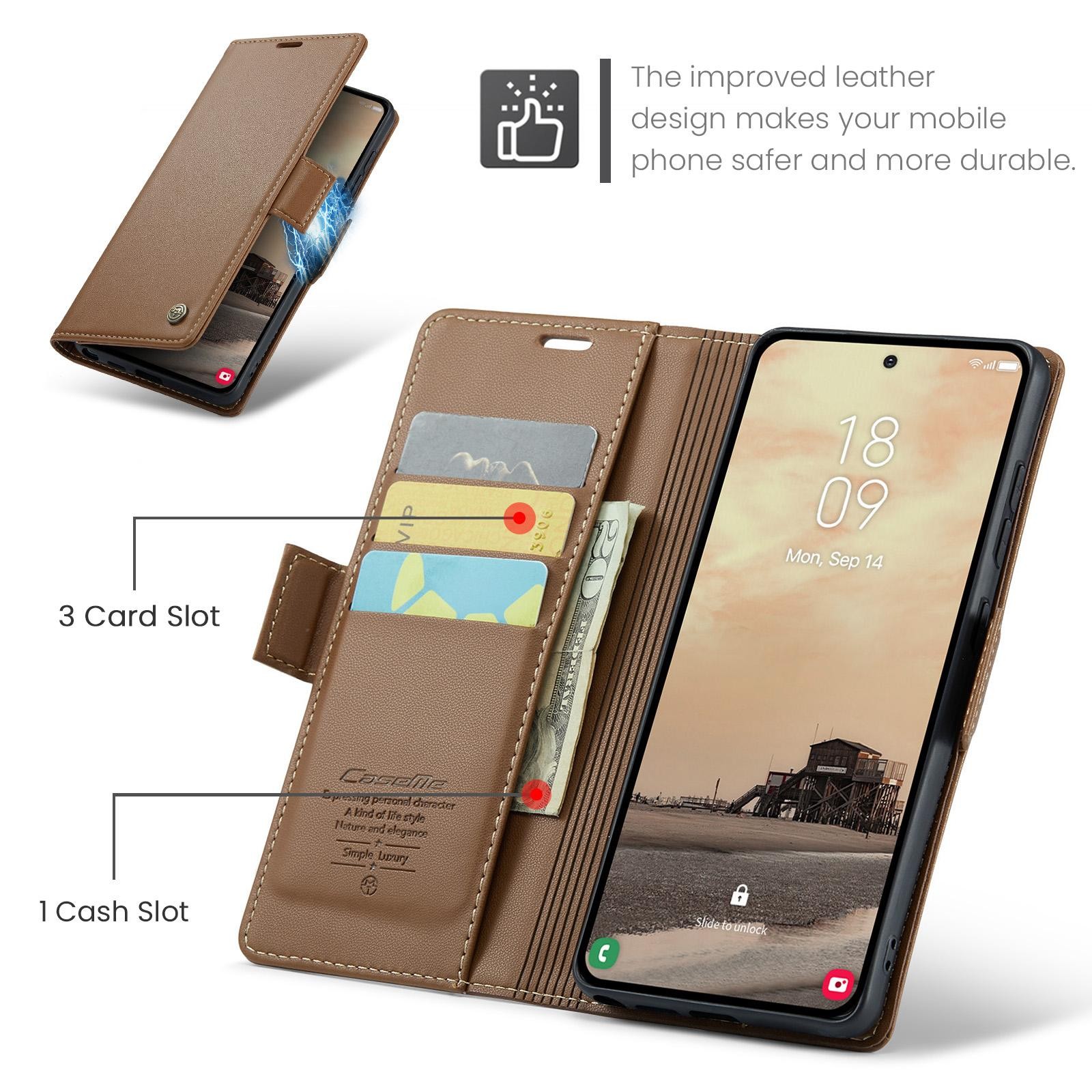 CaseMe 023 Samsung Galaxy S26 Ultra 5G RFID Θήκη Πορτοφόλι Δερμάτινη–Brown