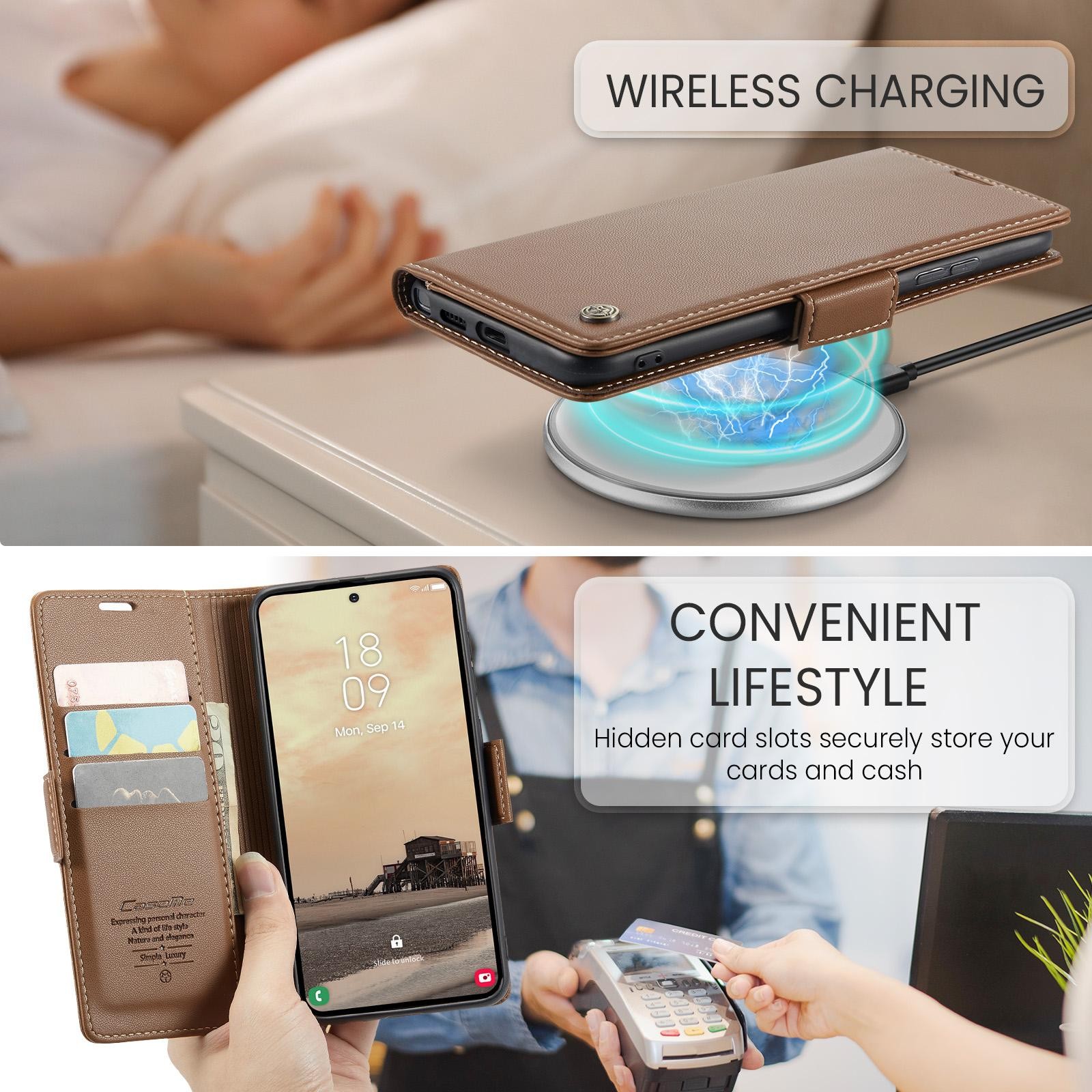 CaseMe 023 Samsung Galaxy S26 Ultra 5G RFID Θήκη Πορτοφόλι Δερμάτινη–Brown
