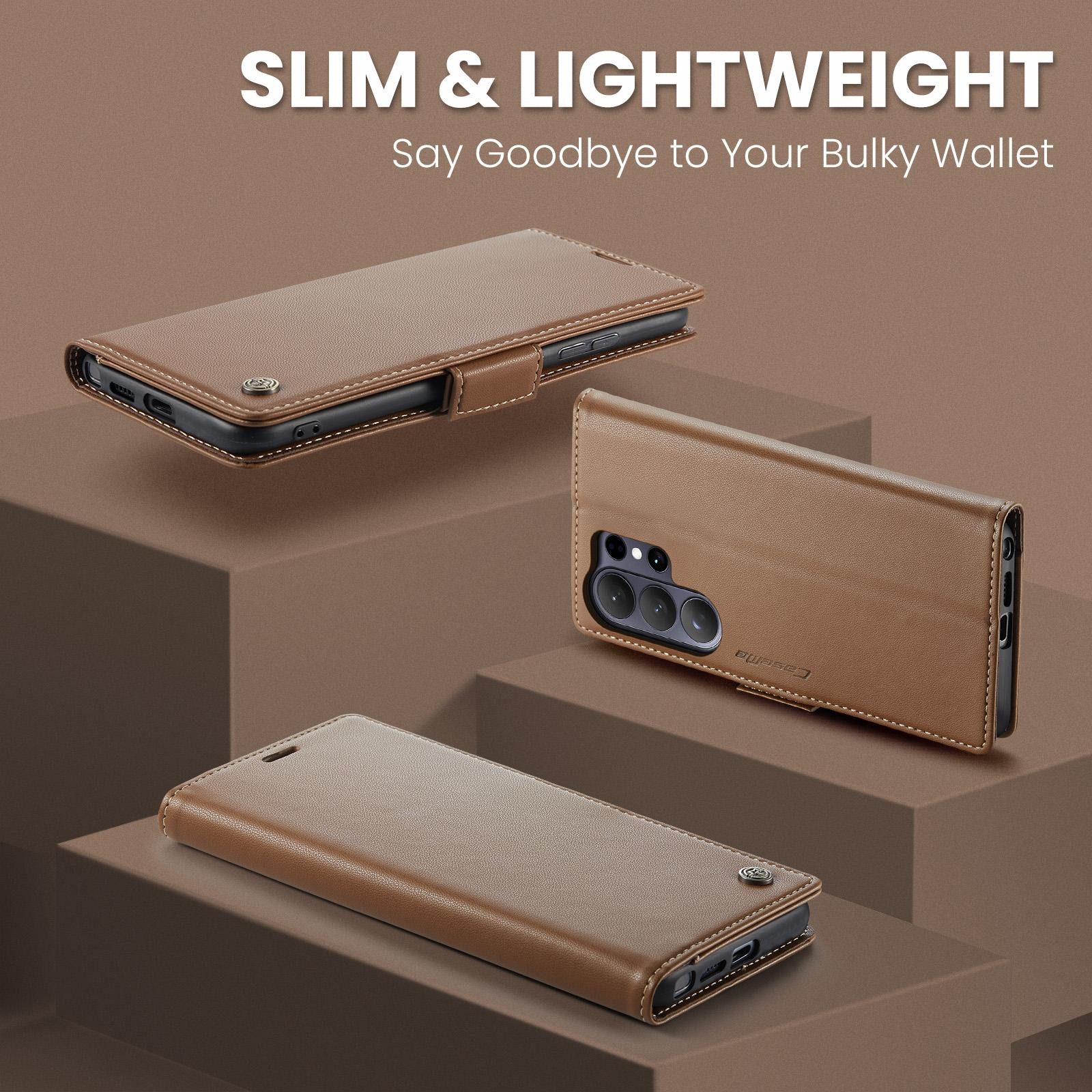 CaseMe 023 Samsung Galaxy S26 Ultra 5G RFID Θήκη Πορτοφόλι Δερμάτινη–Brown