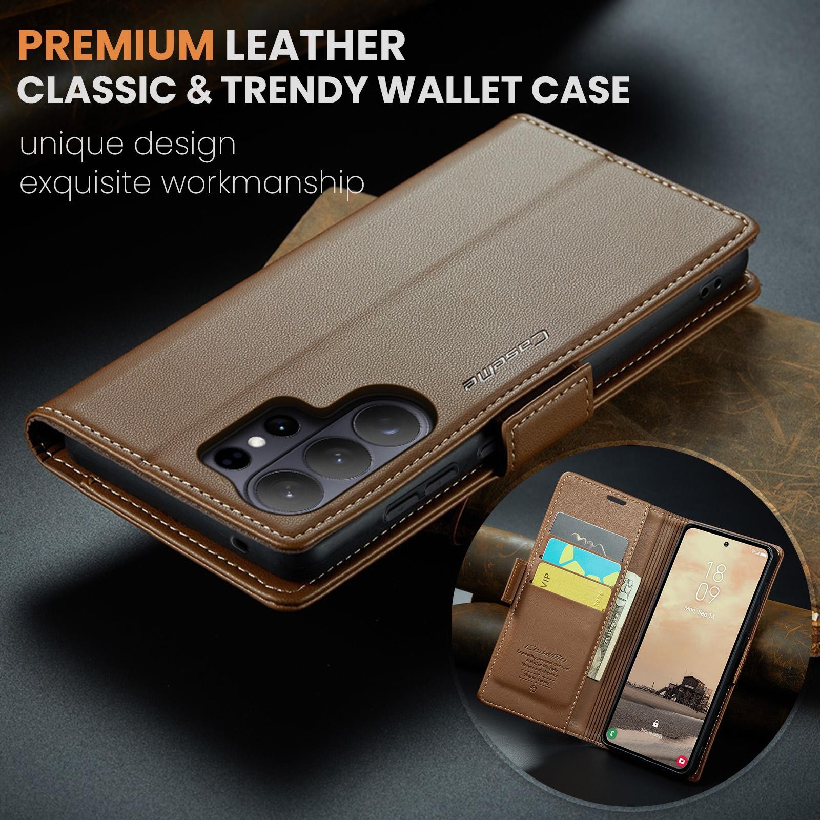CaseMe 023 Samsung Galaxy S26 Ultra 5G RFID Θήκη Πορτοφόλι Δερμάτινη–Brown