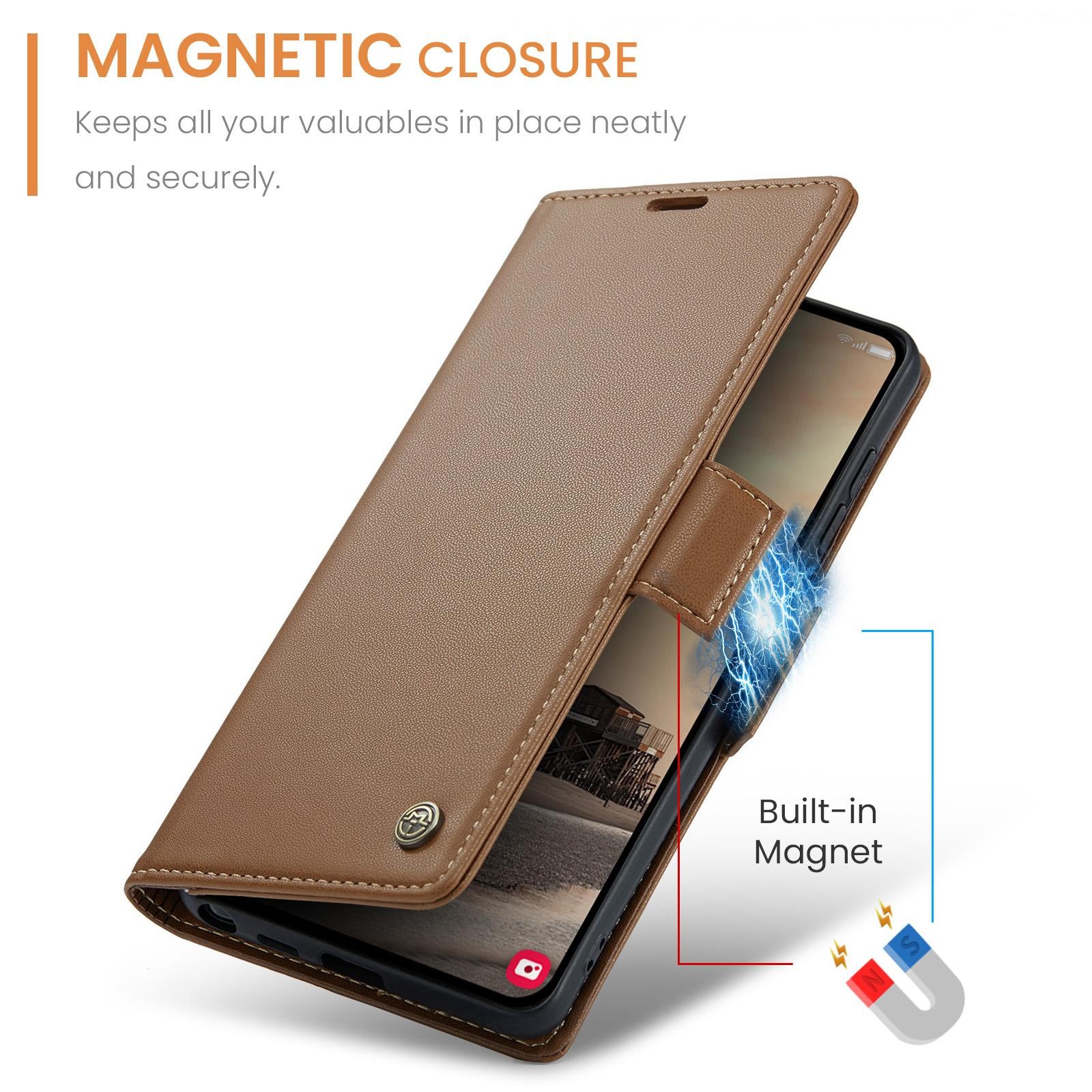 CaseMe 023 Samsung Galaxy S26 Ultra 5G RFID Θήκη Πορτοφόλι Δερμάτινη–Brown