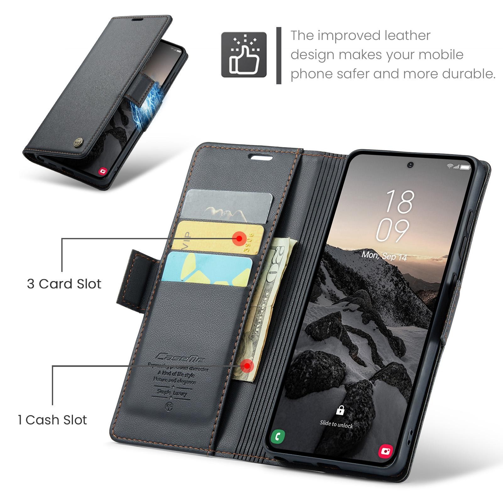 CaseMe 023 Samsung Galaxy S26 Ultra 5G RFID Θήκη Πορτοφόλι Δερμάτινη–Black