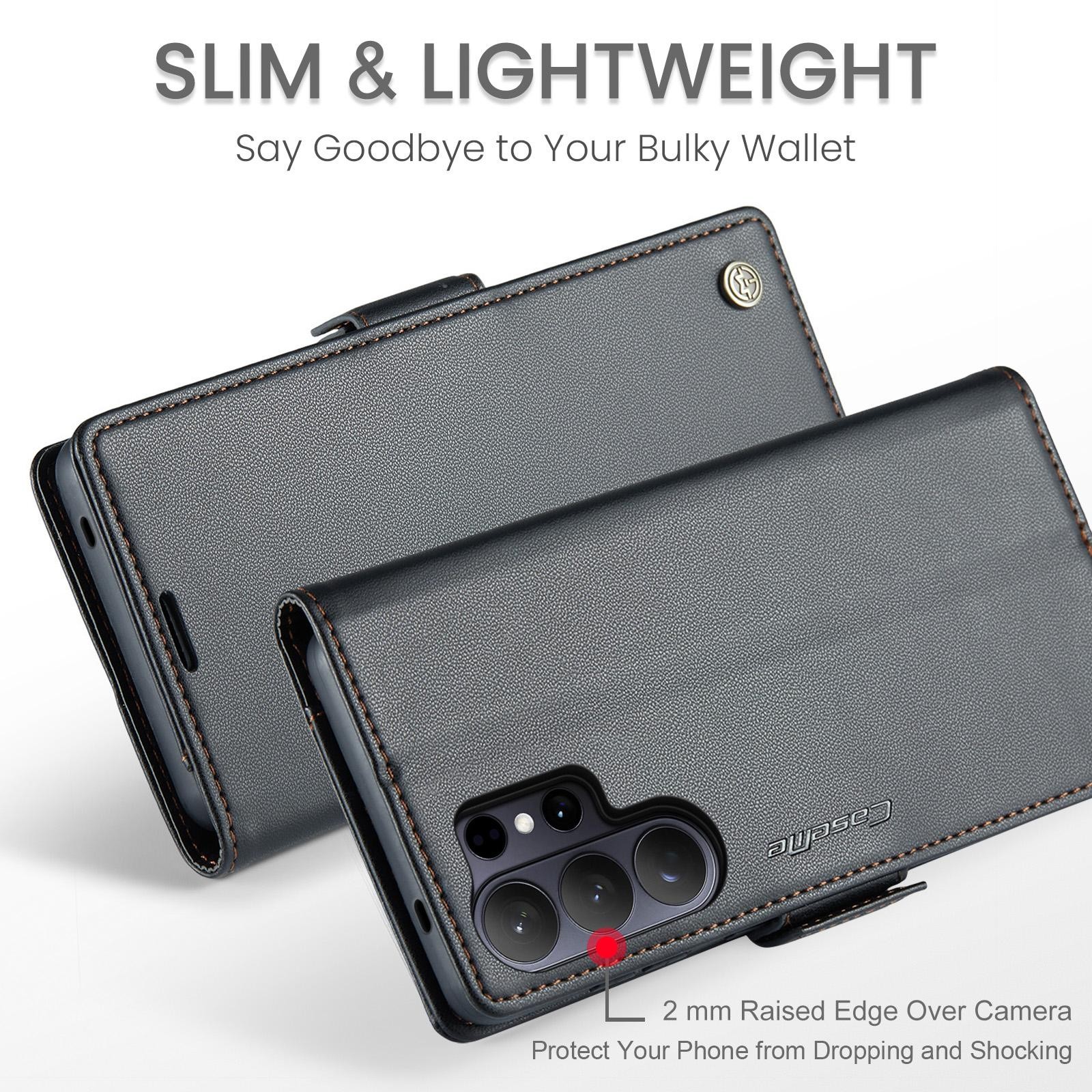 CaseMe 023 Samsung Galaxy S26 Ultra 5G RFID Θήκη Πορτοφόλι Δερμάτινη–Black
