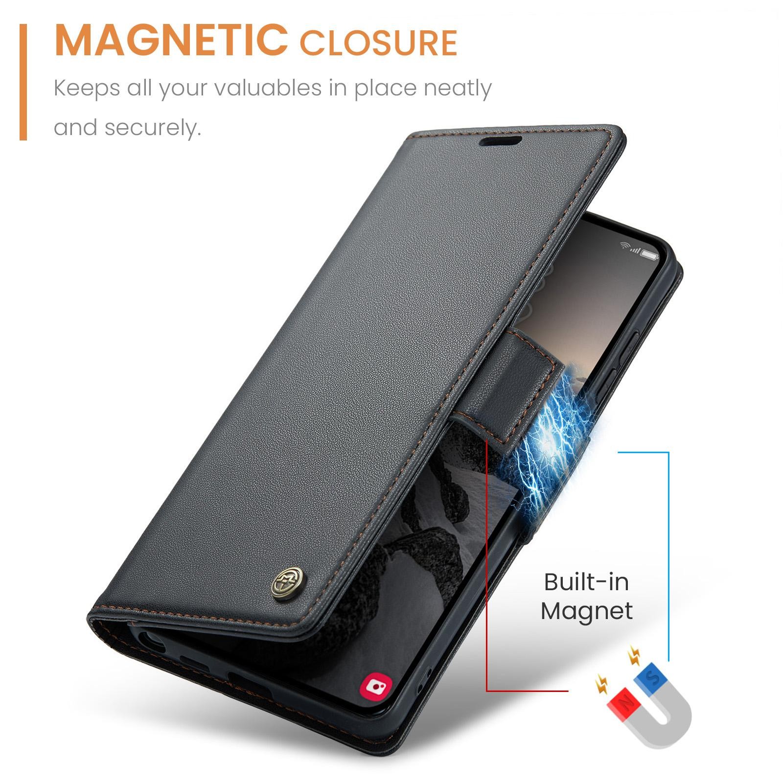 CaseMe 023 Samsung Galaxy S26 Ultra 5G RFID Θήκη Πορτοφόλι Δερμάτινη–Black