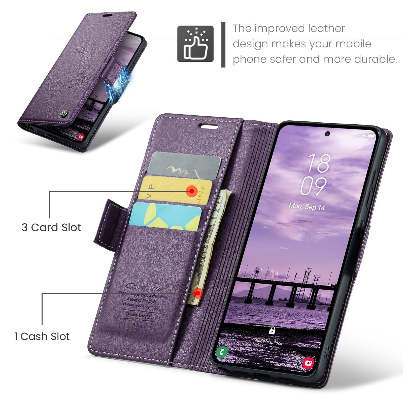 CaseMe 023 Samsung Galaxy S26 Ultra 5G RFID Θήκη Πορτοφόλι Δερμάτινη –Purple