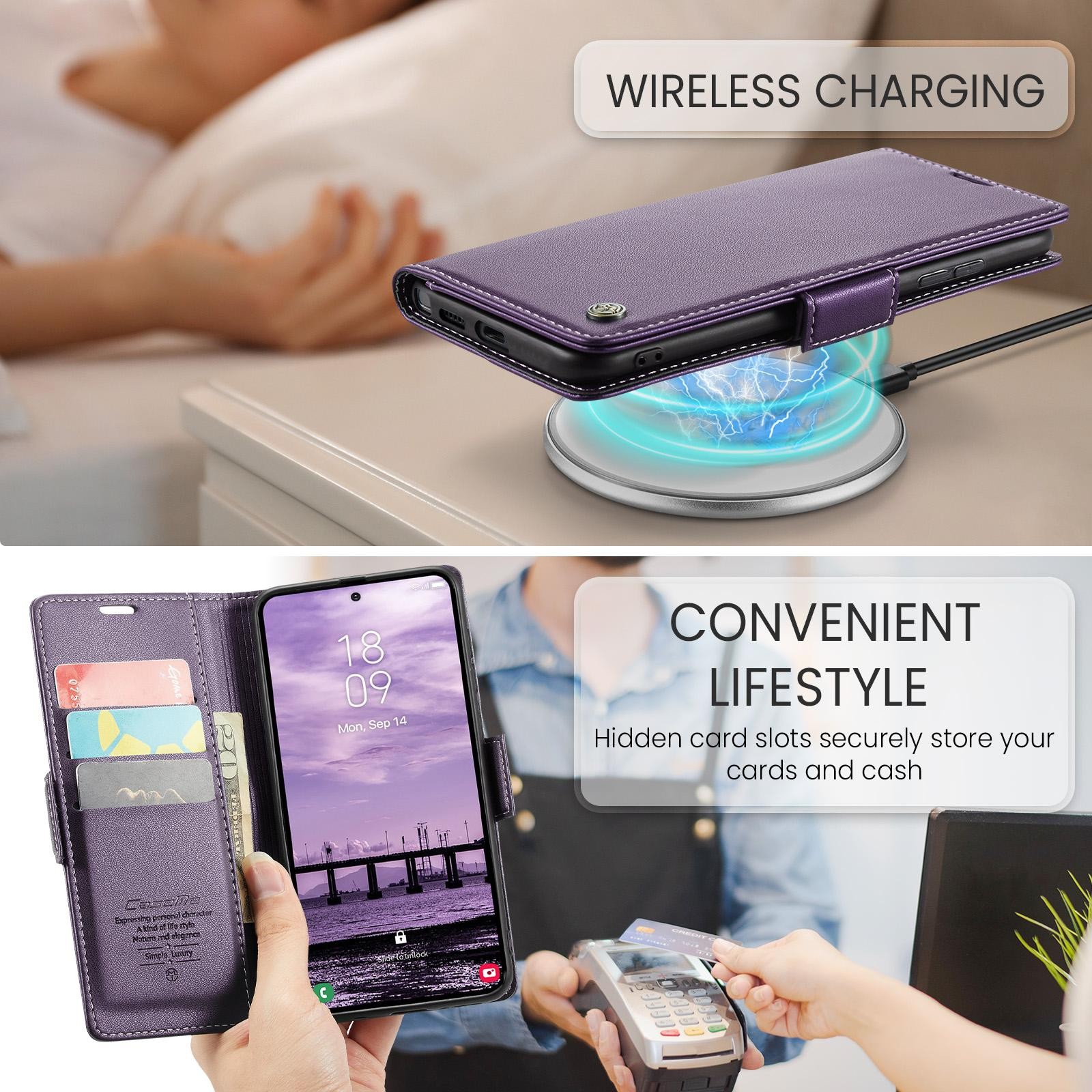 CaseMe 023 Samsung Galaxy S26 Ultra 5G RFID Θήκη Πορτοφόλι Δερμάτινη –Purple