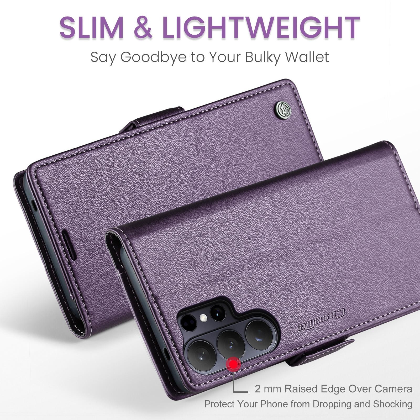 CaseMe 023 Samsung Galaxy S26 Ultra 5G RFID Θήκη Πορτοφόλι Δερμάτινη –Purple