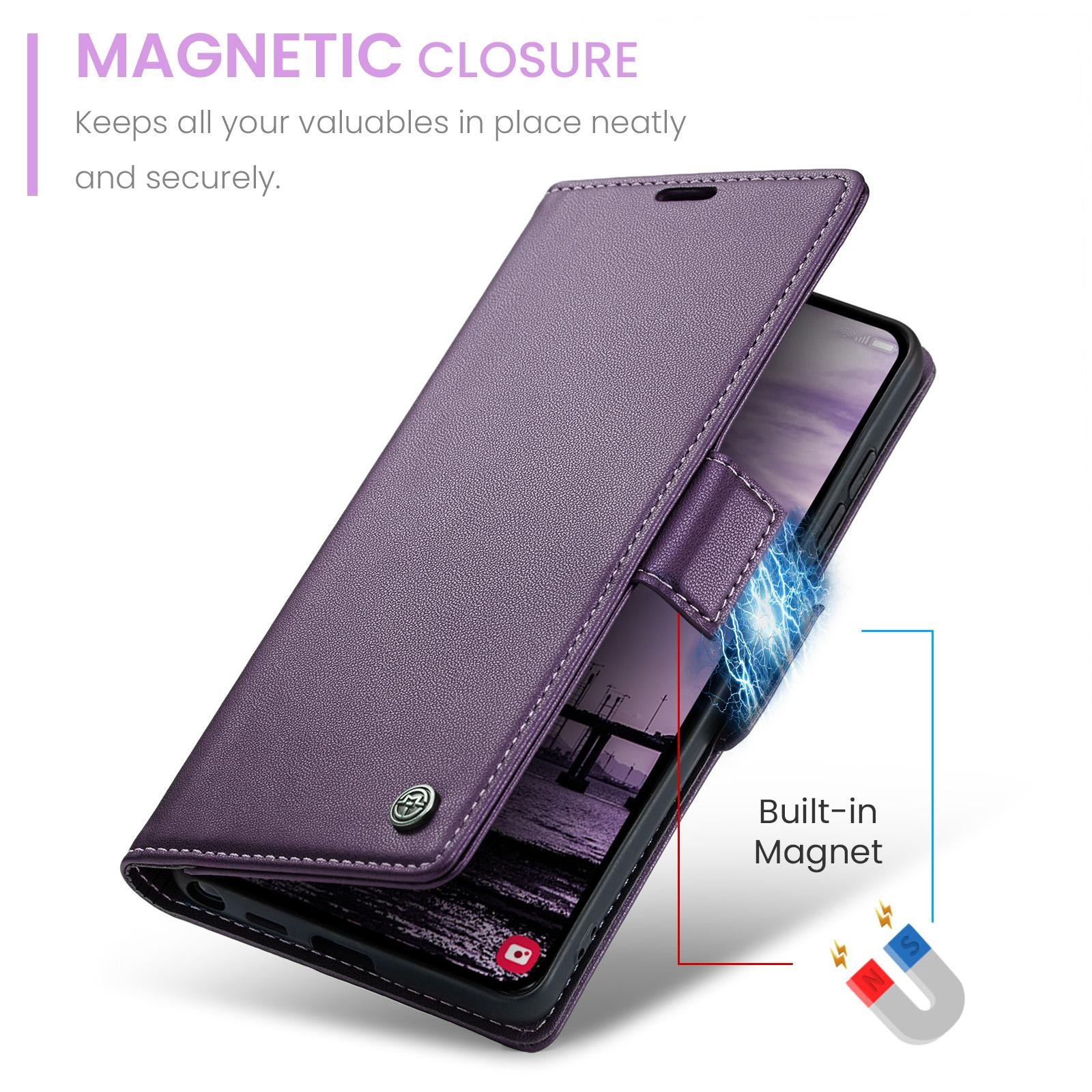 CaseMe 023 Samsung Galaxy S26 Ultra 5G RFID Θήκη Πορτοφόλι Δερμάτινη –Purple