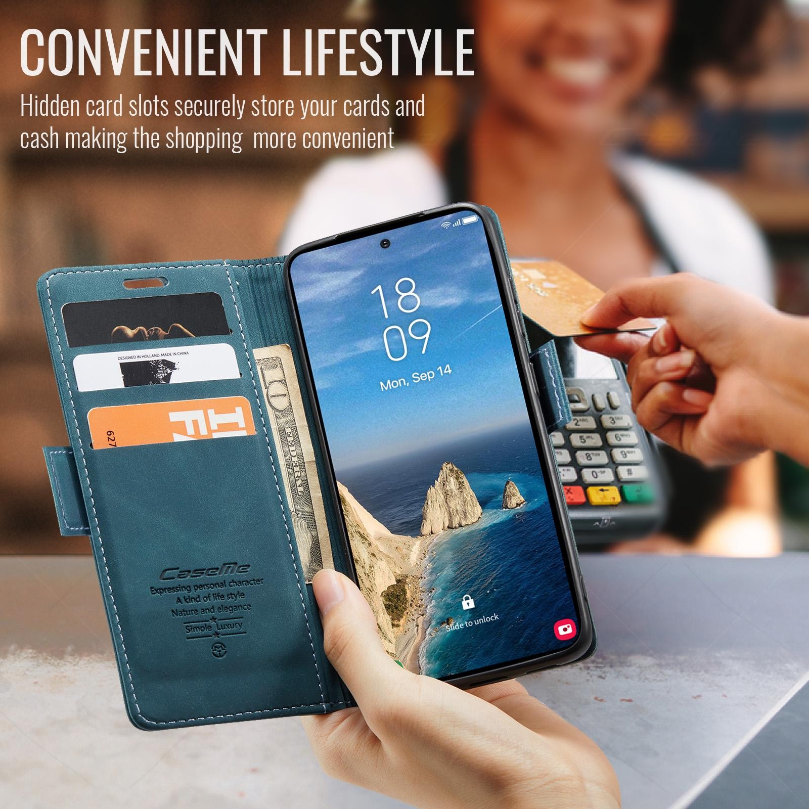 CaseMe 013 Samsung Galaxy S26 Ultra 5G Retro Leather Θήκη Βιβλίο -Blue