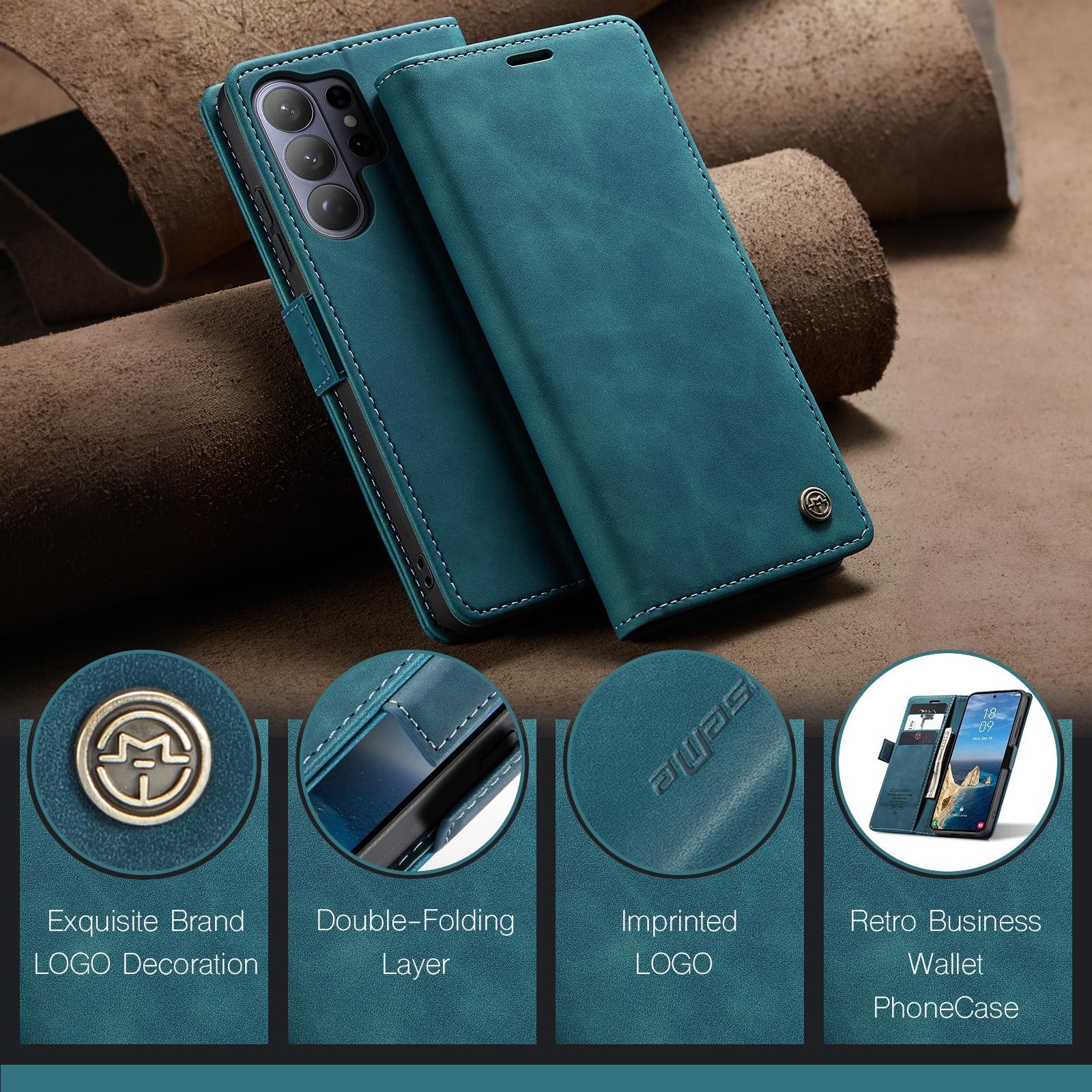 CaseMe 013 Samsung Galaxy S26 Ultra 5G Retro Leather Θήκη Βιβλίο -Blue