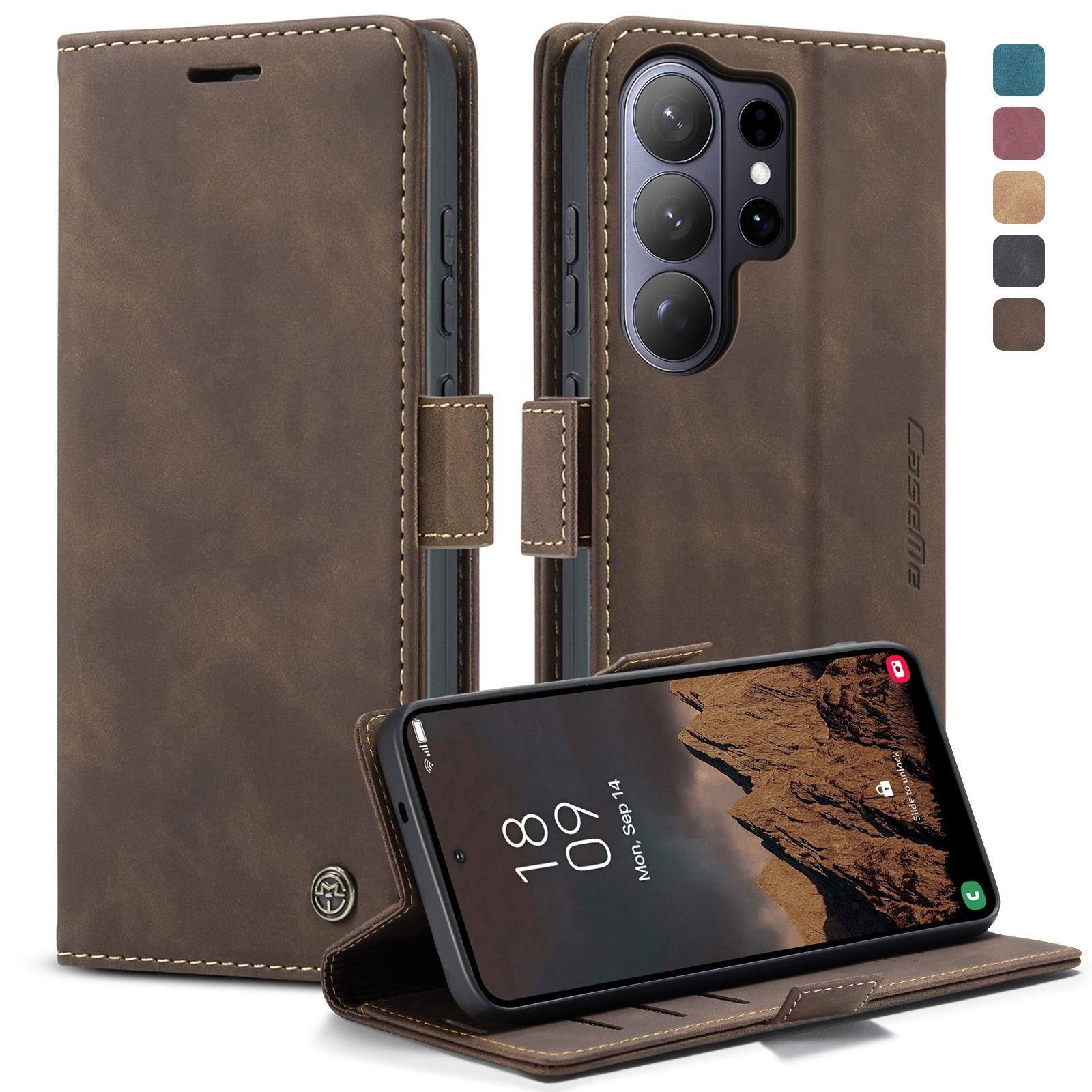 CaseMe 013 Samsung Galaxy S26 Ultra 5G Retro Leather Θήκη Βιβλίο -Coffee