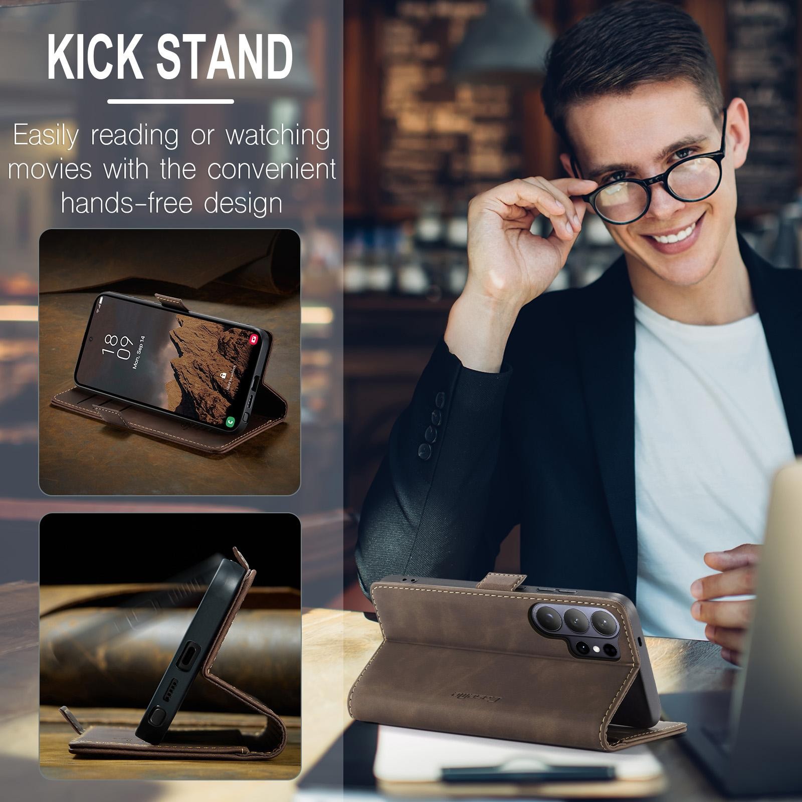 CaseMe 013 Samsung Galaxy S26 Ultra 5G Retro Leather Θήκη Βιβλίο -Coffee