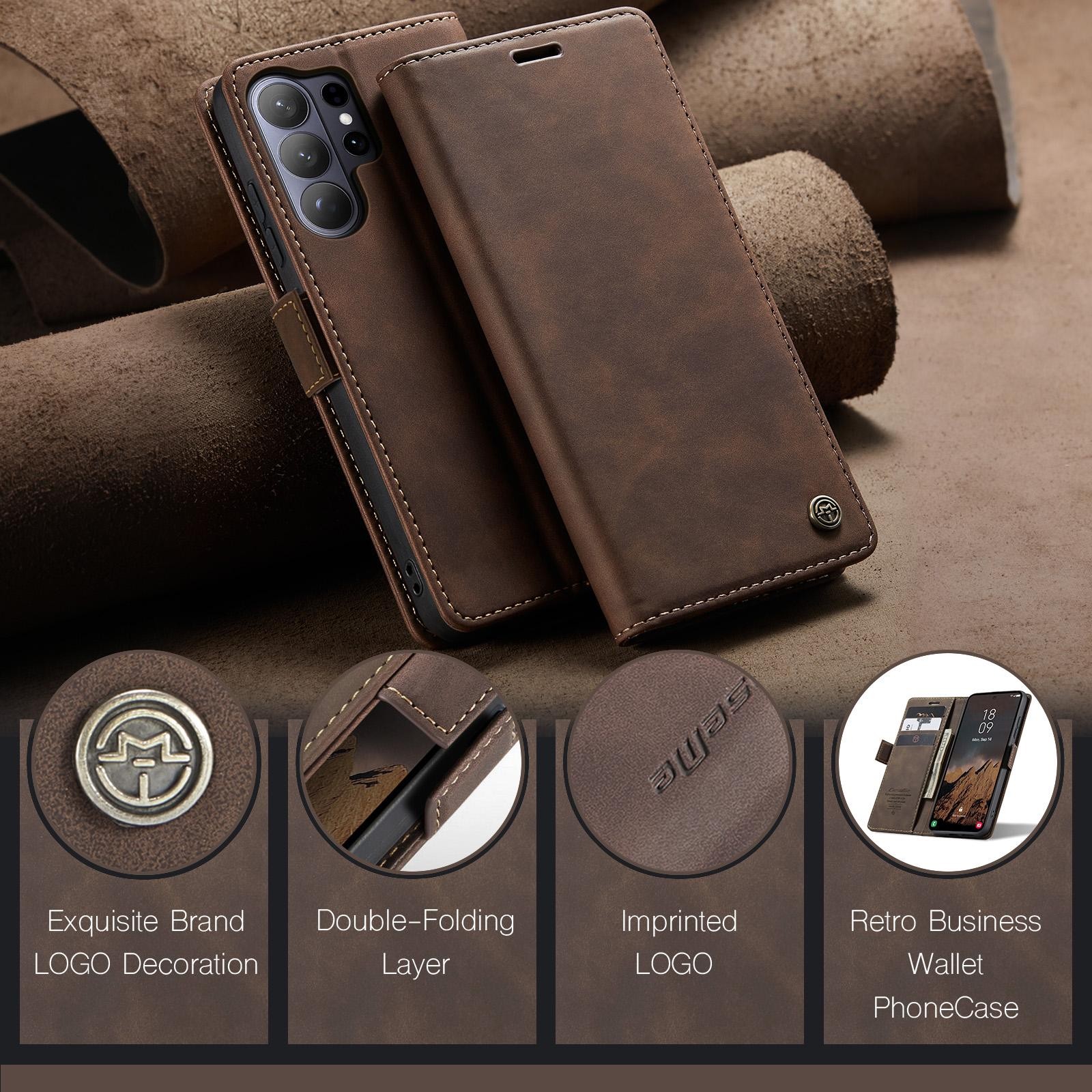CaseMe 013 Samsung Galaxy S26 Ultra 5G Retro Leather Θήκη Βιβλίο -Coffee
