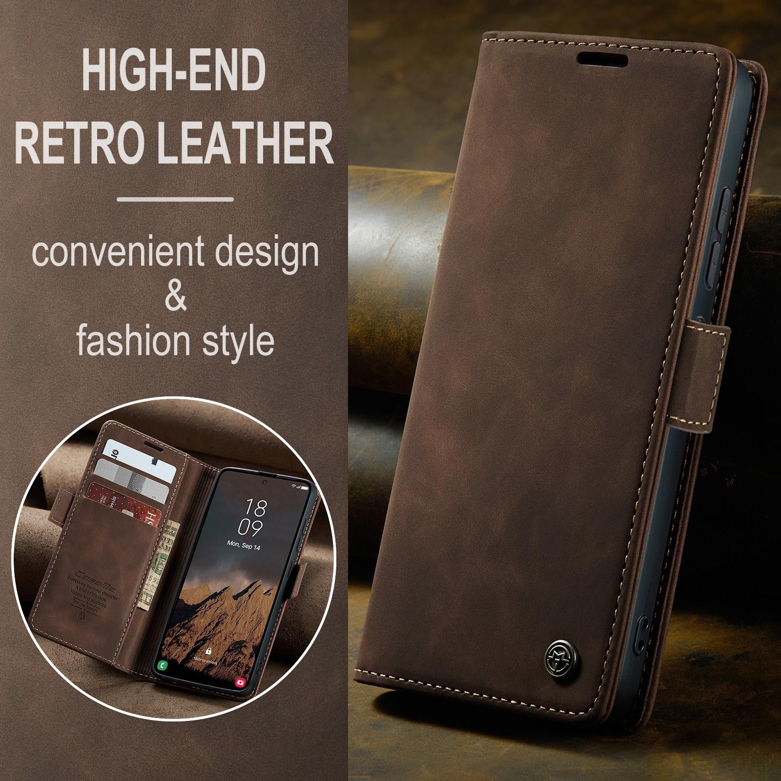 CaseMe 013 Samsung Galaxy S26 Ultra 5G Retro Leather Θήκη Βιβλίο -Coffee
