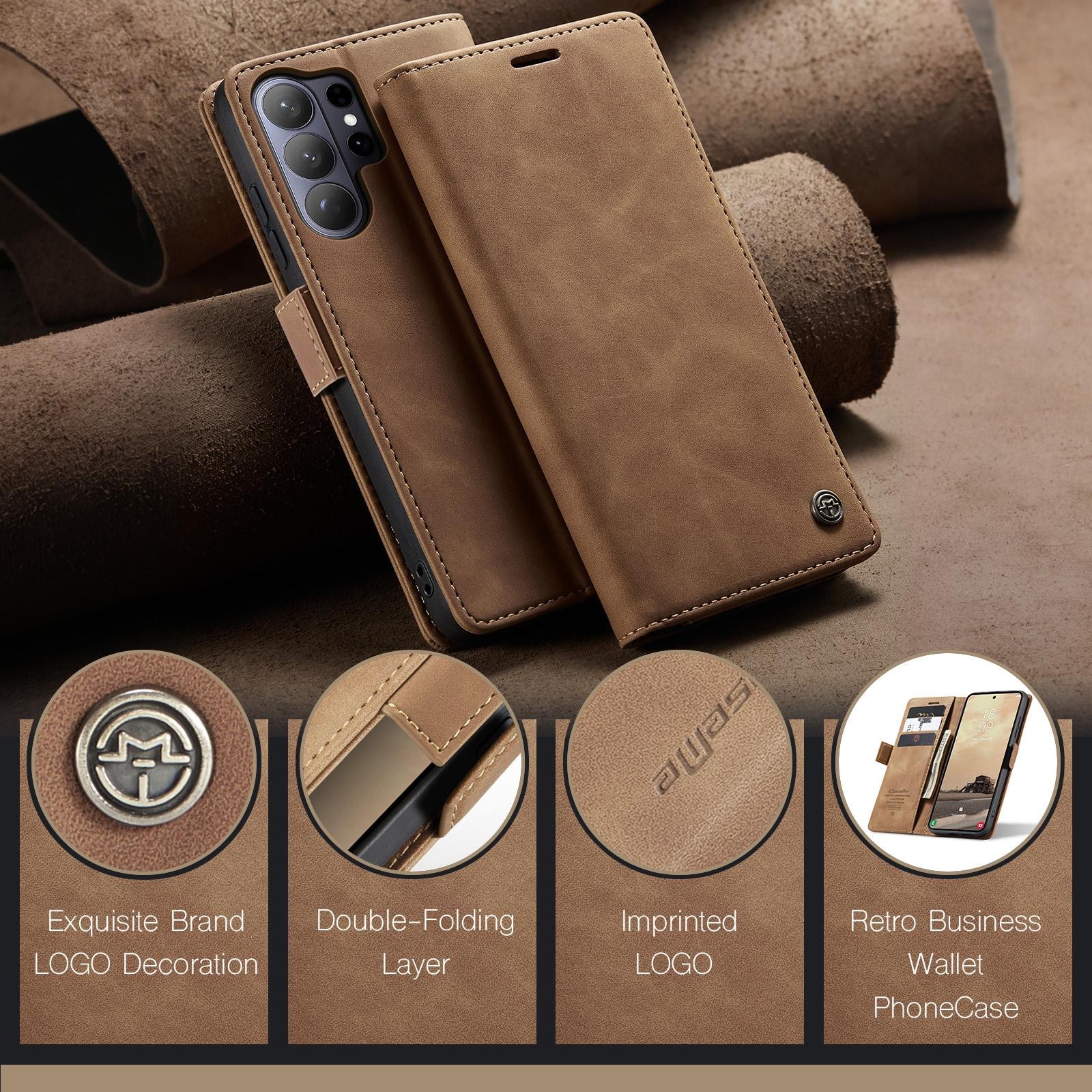 CaseMe 013 Samsung Galaxy S26 Ultra 5G Retro Leather Θήκη Βιβλίο -Brown