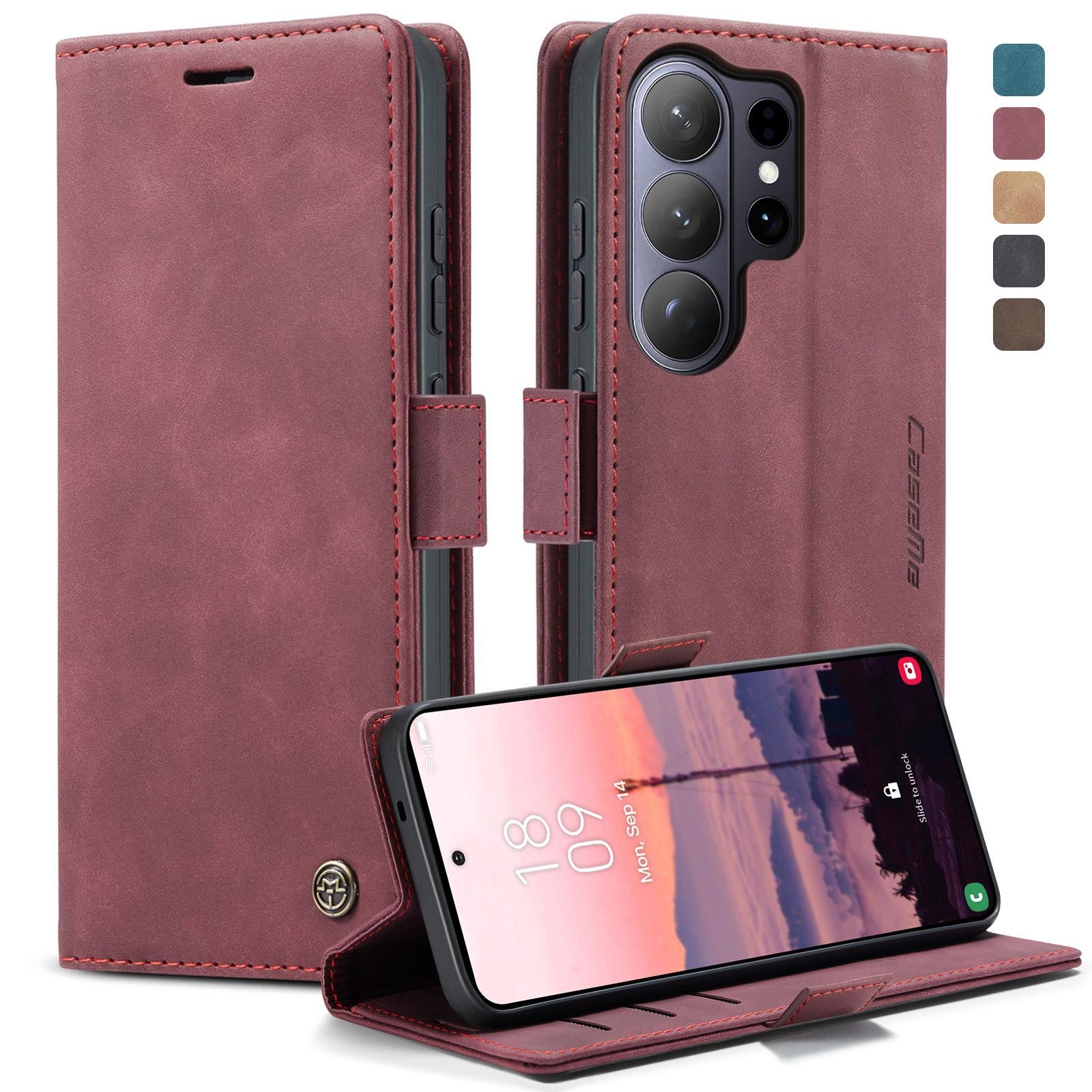 CaseMe 013 Samsung Galaxy S26 Ultra 5G Retro Leather Θήκη Βιβλίο - Red