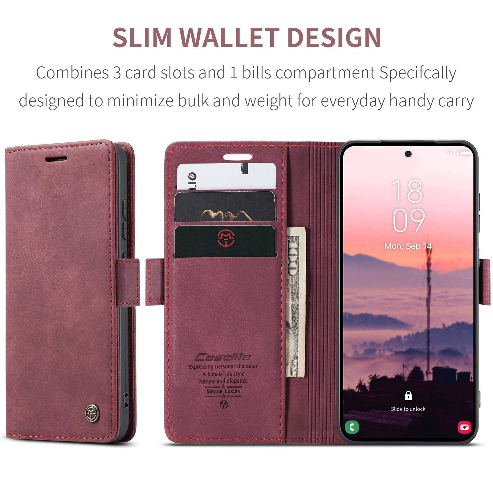 CaseMe 013 Samsung Galaxy S26 Ultra 5G Retro Leather Θήκη Βιβλίο - Red