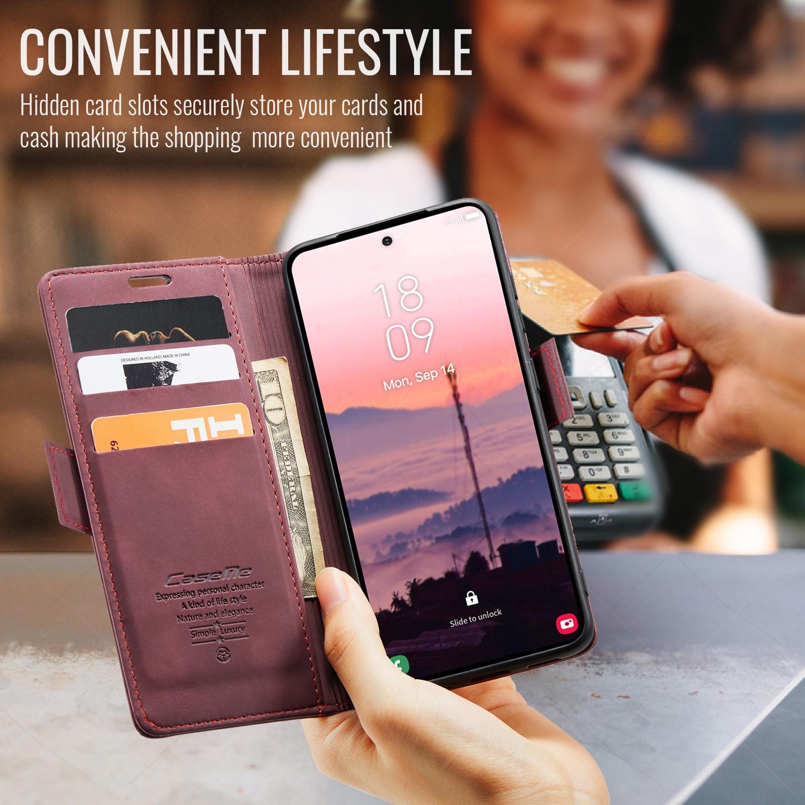 CaseMe 013 Samsung Galaxy S26 Ultra 5G Retro Leather Θήκη Βιβλίο - Red
