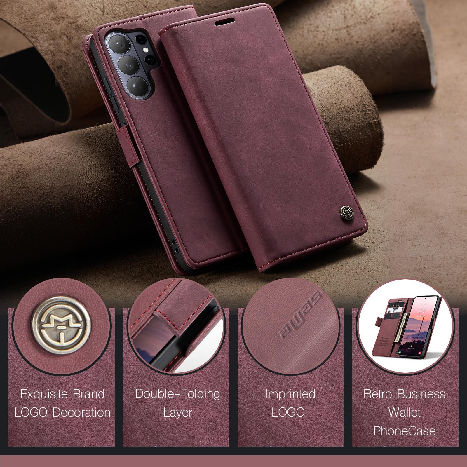 CaseMe 013 Samsung Galaxy S26 Ultra 5G Retro Leather Θήκη Βιβλίο - Red