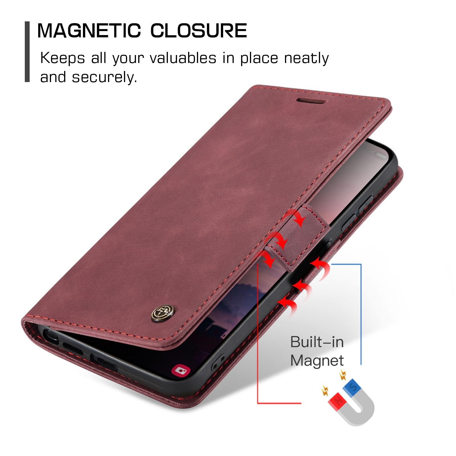 CaseMe 013 Samsung Galaxy S26 Ultra 5G Retro Leather Θήκη Βιβλίο - Red