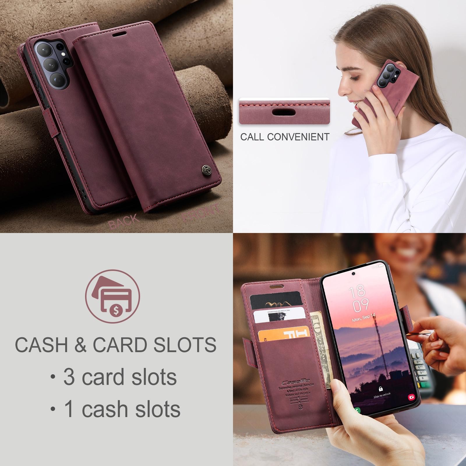 CaseMe 013 Samsung Galaxy S26 Ultra 5G Retro Leather Θήκη Βιβλίο - Red