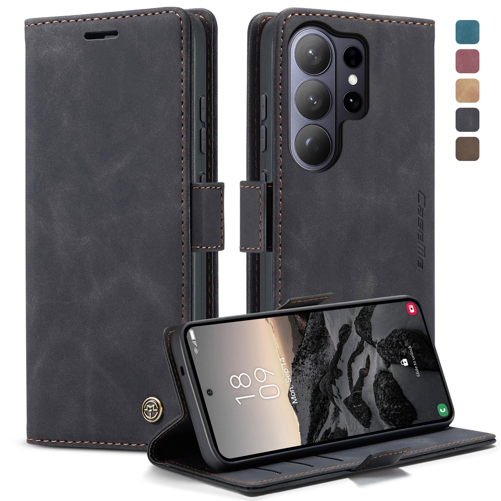 CaseMe 013 Samsung Galaxy S26 Ultra 5G Retro Leather Θήκη Βιβλίο - Black
