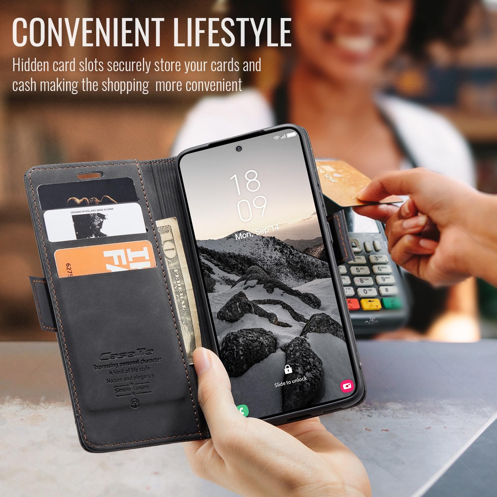 CaseMe 013 Samsung Galaxy S26 Ultra 5G Retro Leather Θήκη Βιβλίο - Black