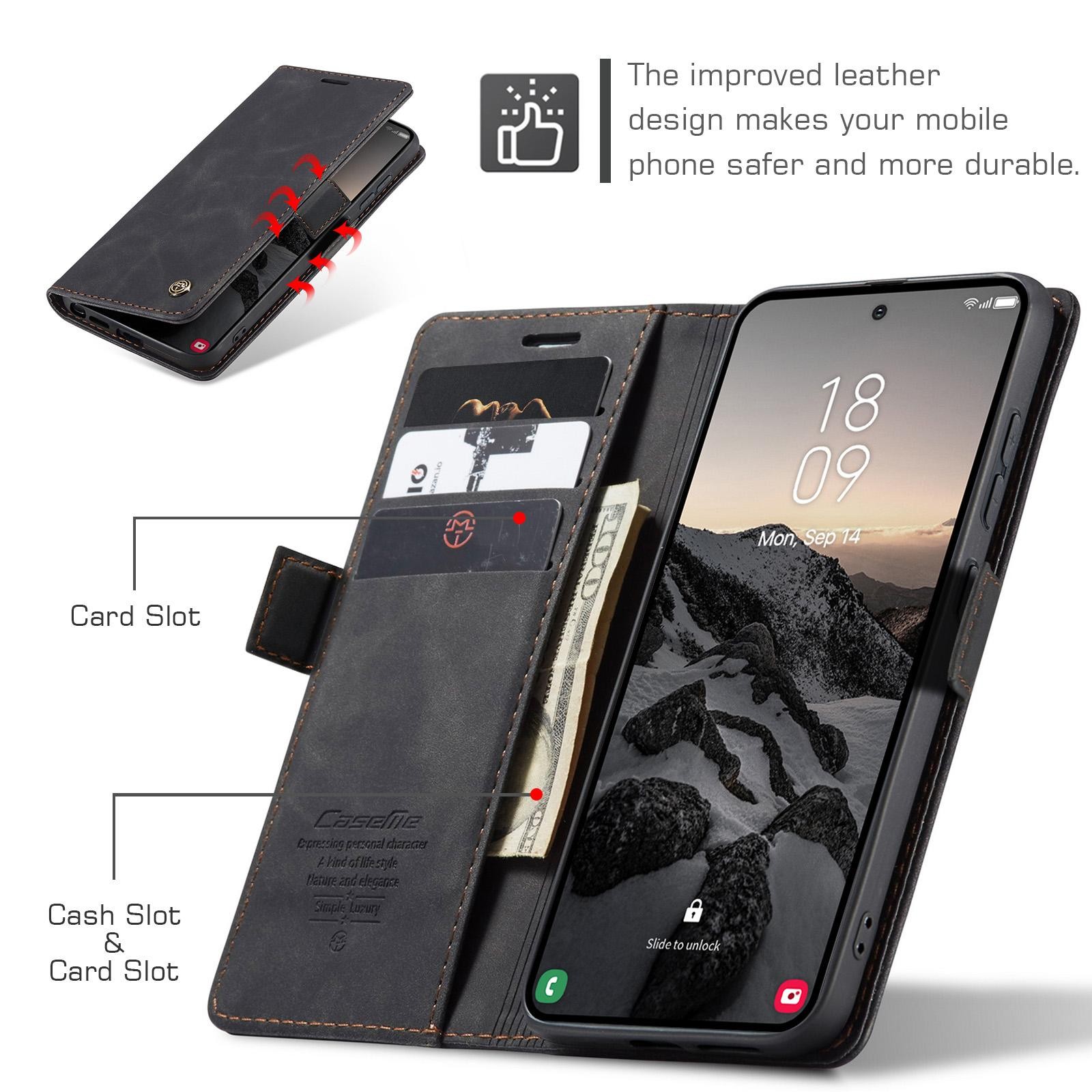 CaseMe 013 Samsung Galaxy S26 Ultra 5G Retro Leather Θήκη Βιβλίο - Black
