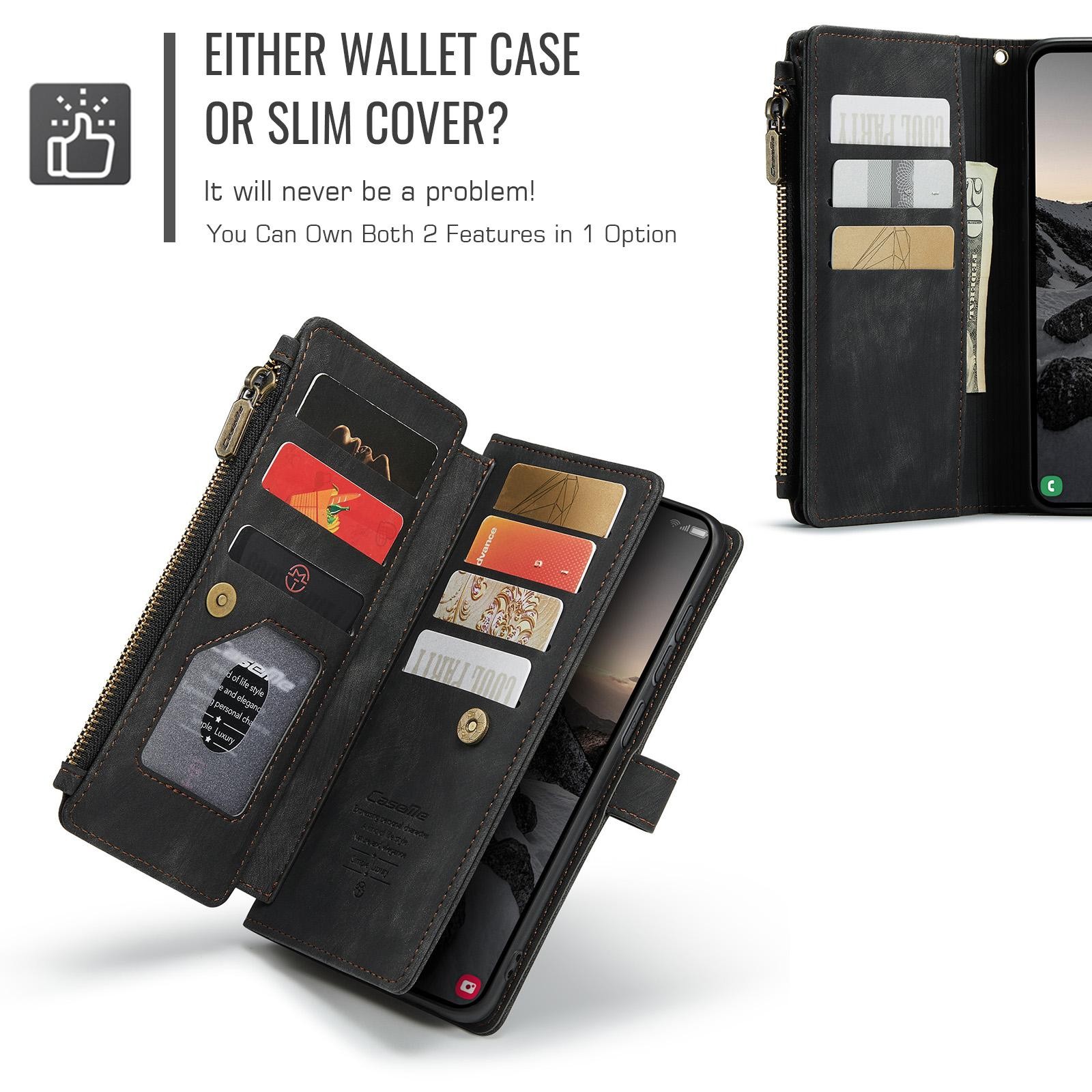 CaseMe C30 Samsung Galaxy S26 Ultra 5G Card Slots Zipper Θήκη Πορτοφόλι Δερμάτινη –Black