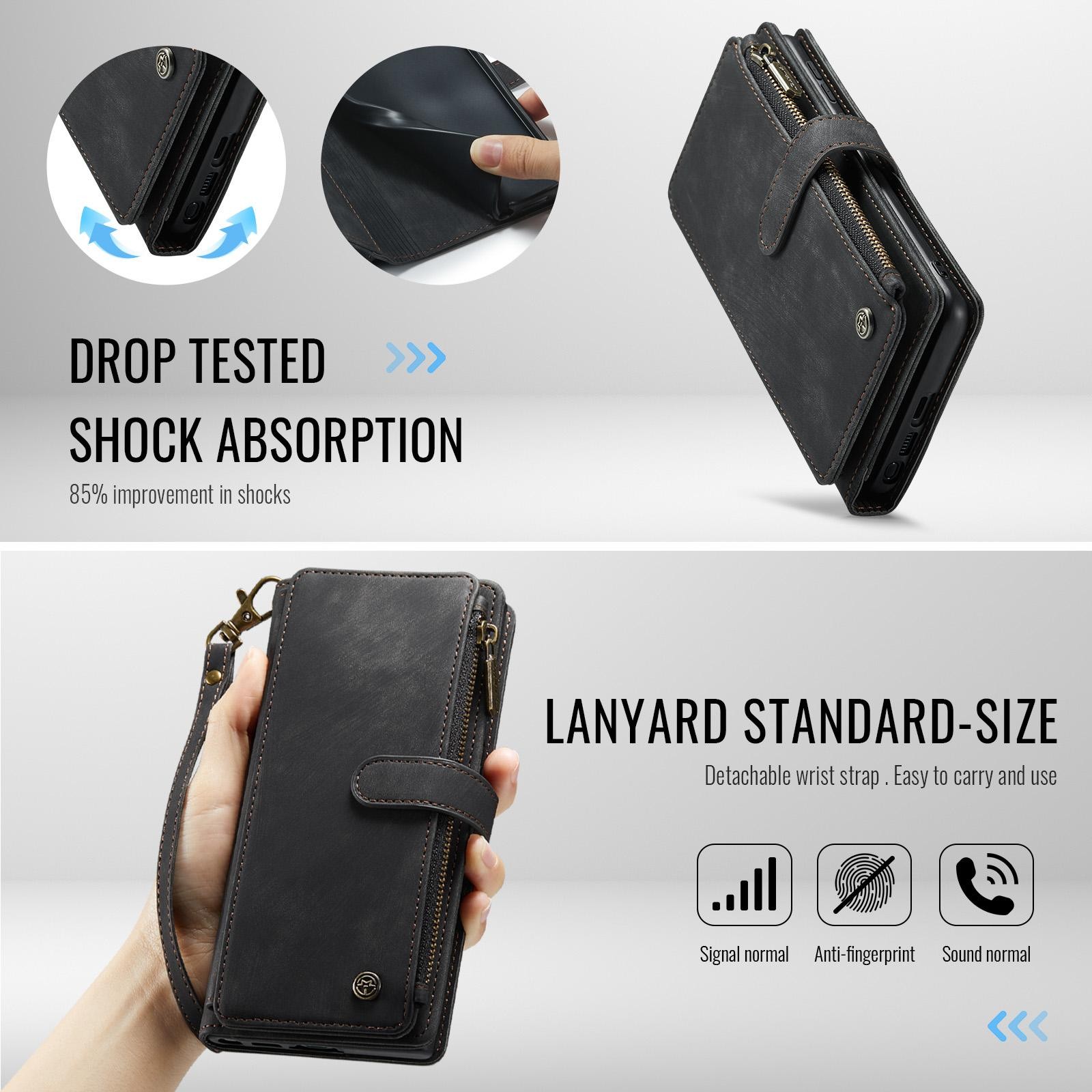 CaseMe C30 Samsung Galaxy S26 Ultra 5G Card Slots Zipper Θήκη Πορτοφόλι Δερμάτινη –Black