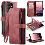 CaseMe C30 Samsung Galaxy S26 Ultra 5G Card Slots Zipper Θήκη Πορτοφόλι Δερμάτινη–Red