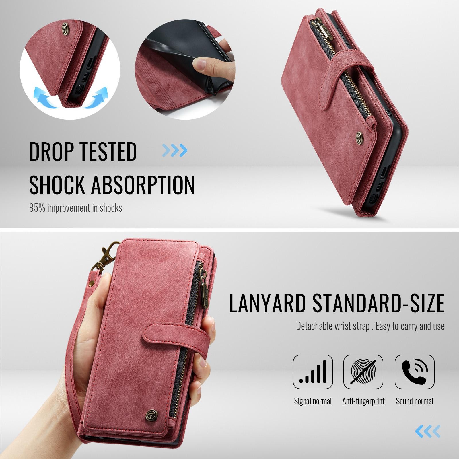 CaseMe C30 Samsung Galaxy S26 Ultra 5G Card Slots Zipper Θήκη Πορτοφόλι Δερμάτινη–Red