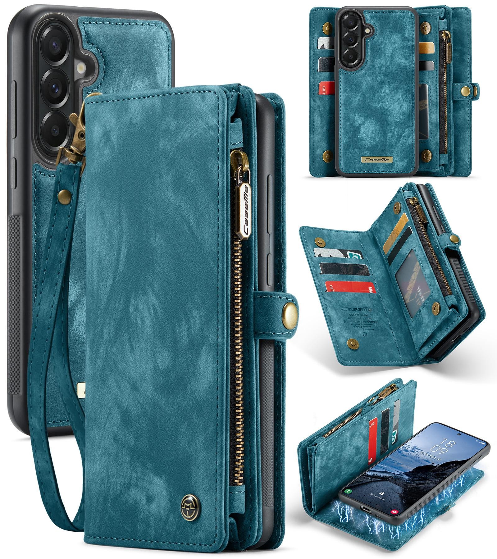 CaseMe 008 Samsung Galaxy A57 5G Θήκη Πορτοφόλι με Αποσπώμενη Θήκη Σιλικόνης - Blue