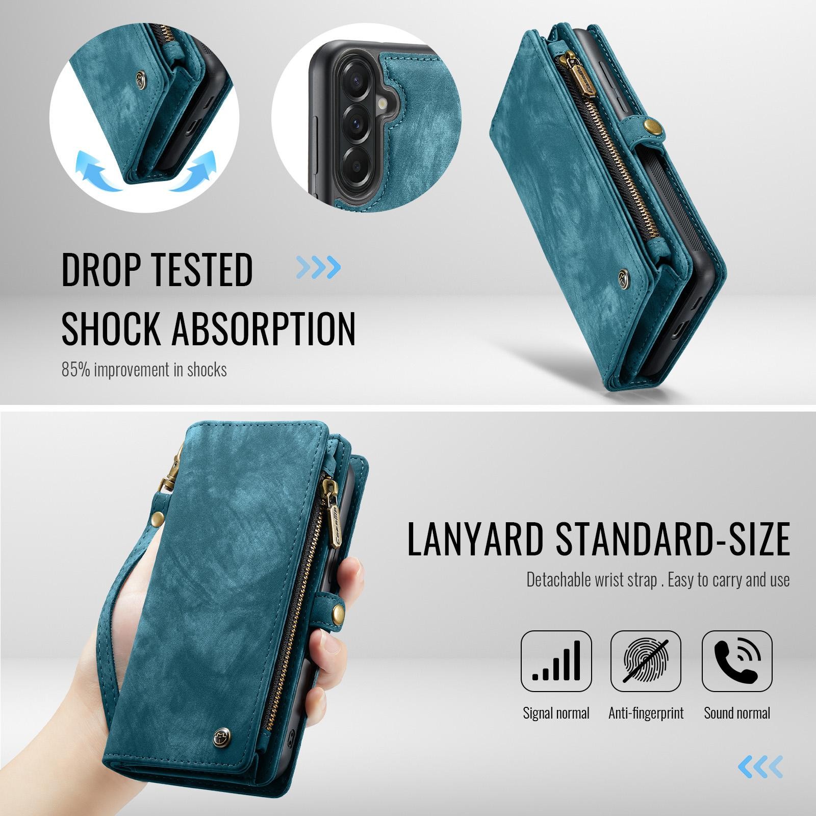 CaseMe 008 Samsung Galaxy A57 5G Θήκη Πορτοφόλι με Αποσπώμενη Θήκη Σιλικόνης - Blue