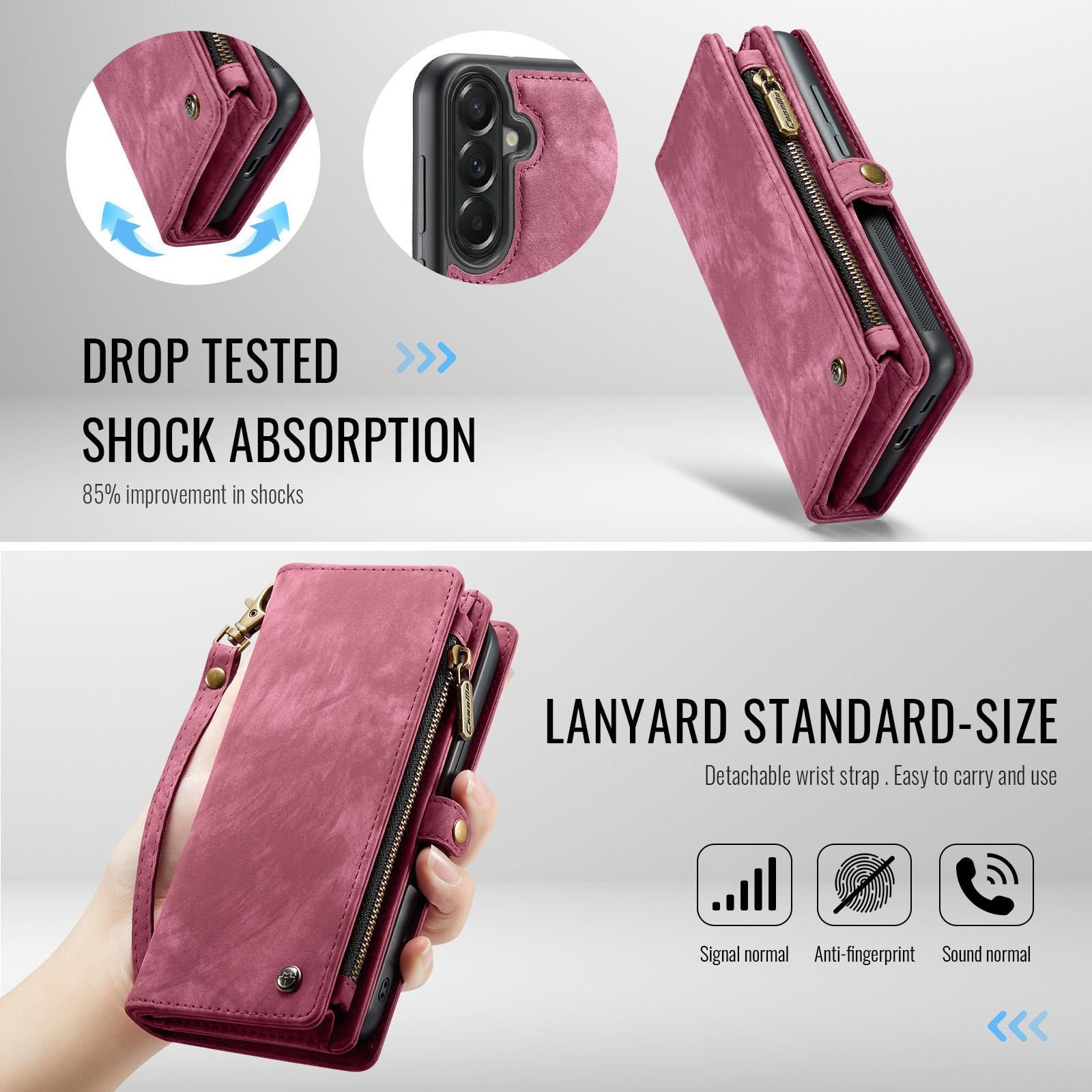 CaseMe 008 Samsung Galaxy A57 5G Θήκη Πορτοφόλι με Αποσπώμενη Θήκη Σιλικόνης -Wine Red