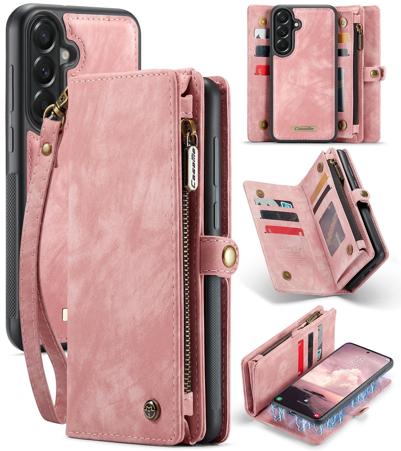 CaseMe 008 Samsung Galaxy A57 5GΘήκη Πορτοφόλι με Αποσπώμενη Θήκη Σιλικόνης - Pink