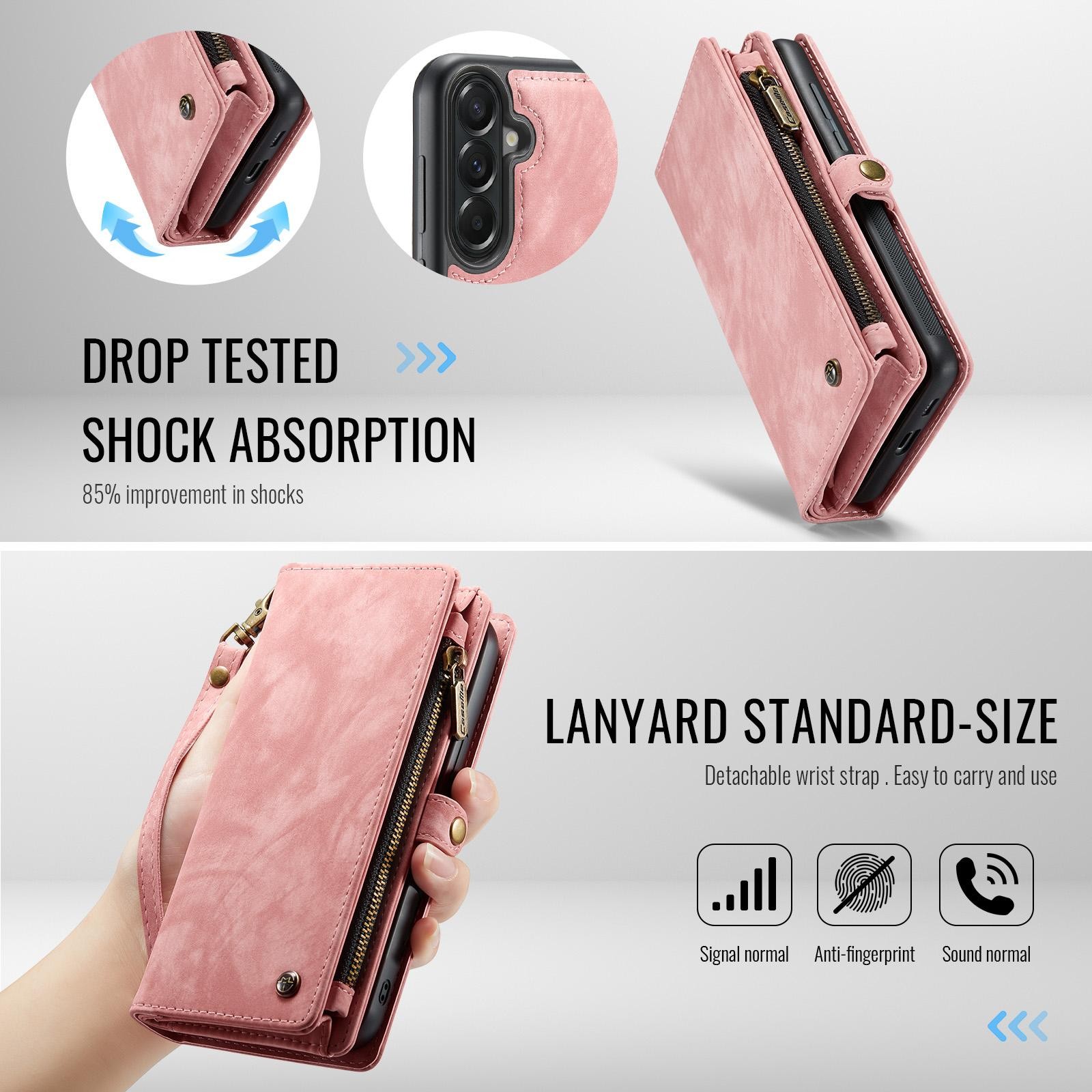 CaseMe 008 Samsung Galaxy A57 5GΘήκη Πορτοφόλι με Αποσπώμενη Θήκη Σιλικόνης - Pink