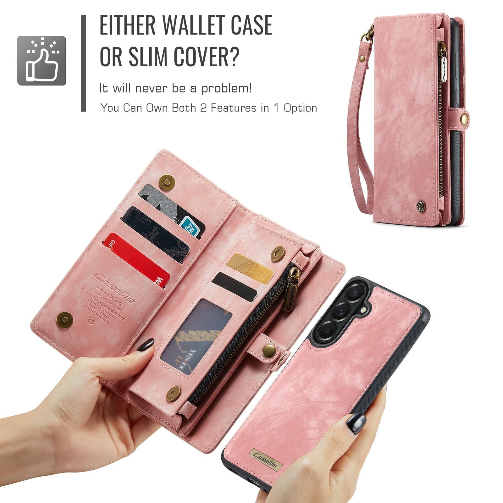 CaseMe 008 Samsung Galaxy A57 5GΘήκη Πορτοφόλι με Αποσπώμενη Θήκη Σιλικόνης - Pink