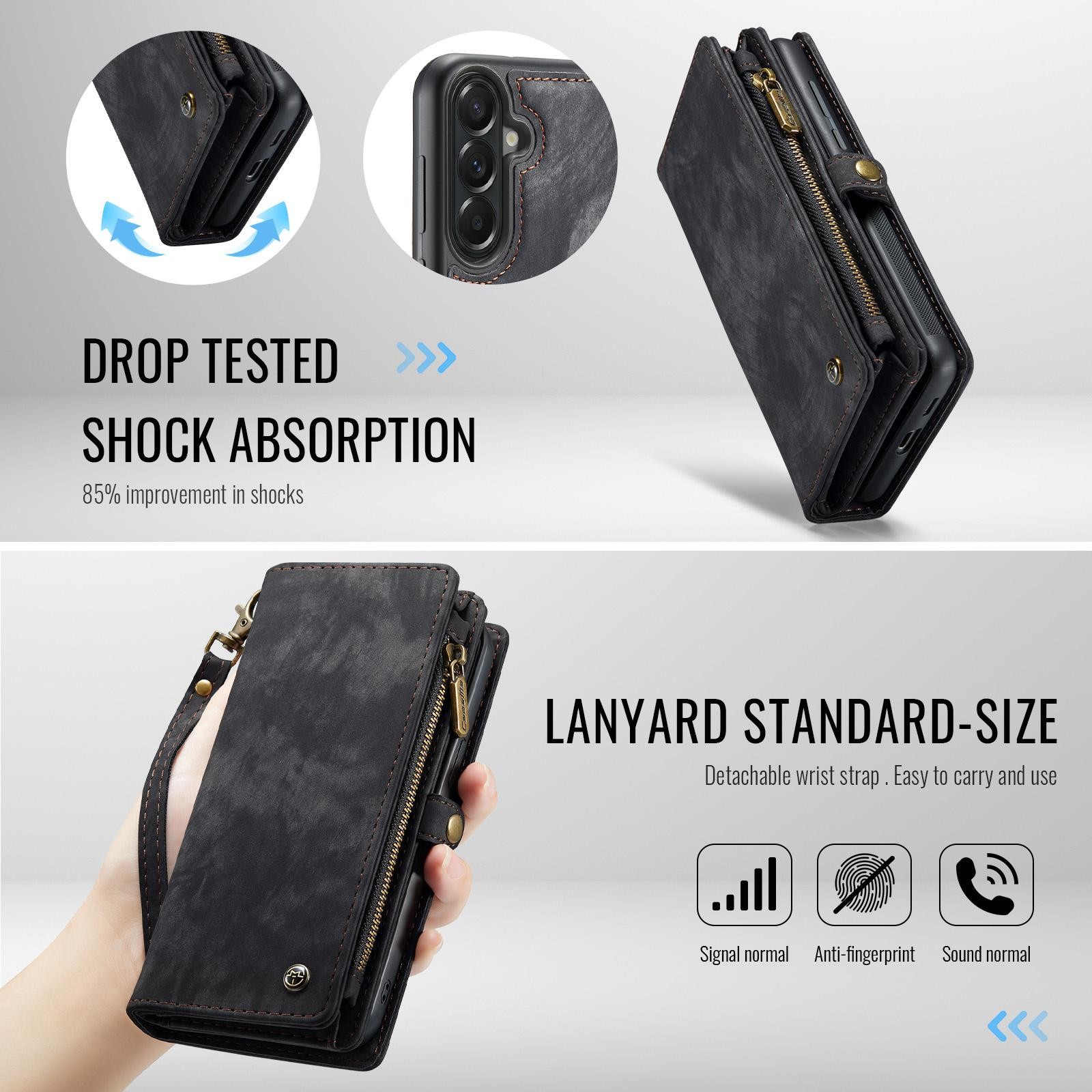 CaseMe 008 Samsung Galaxy A57 5G Θήκη Πορτοφόλι με Αποσπώμενη Θήκη Σιλικόνης - Black